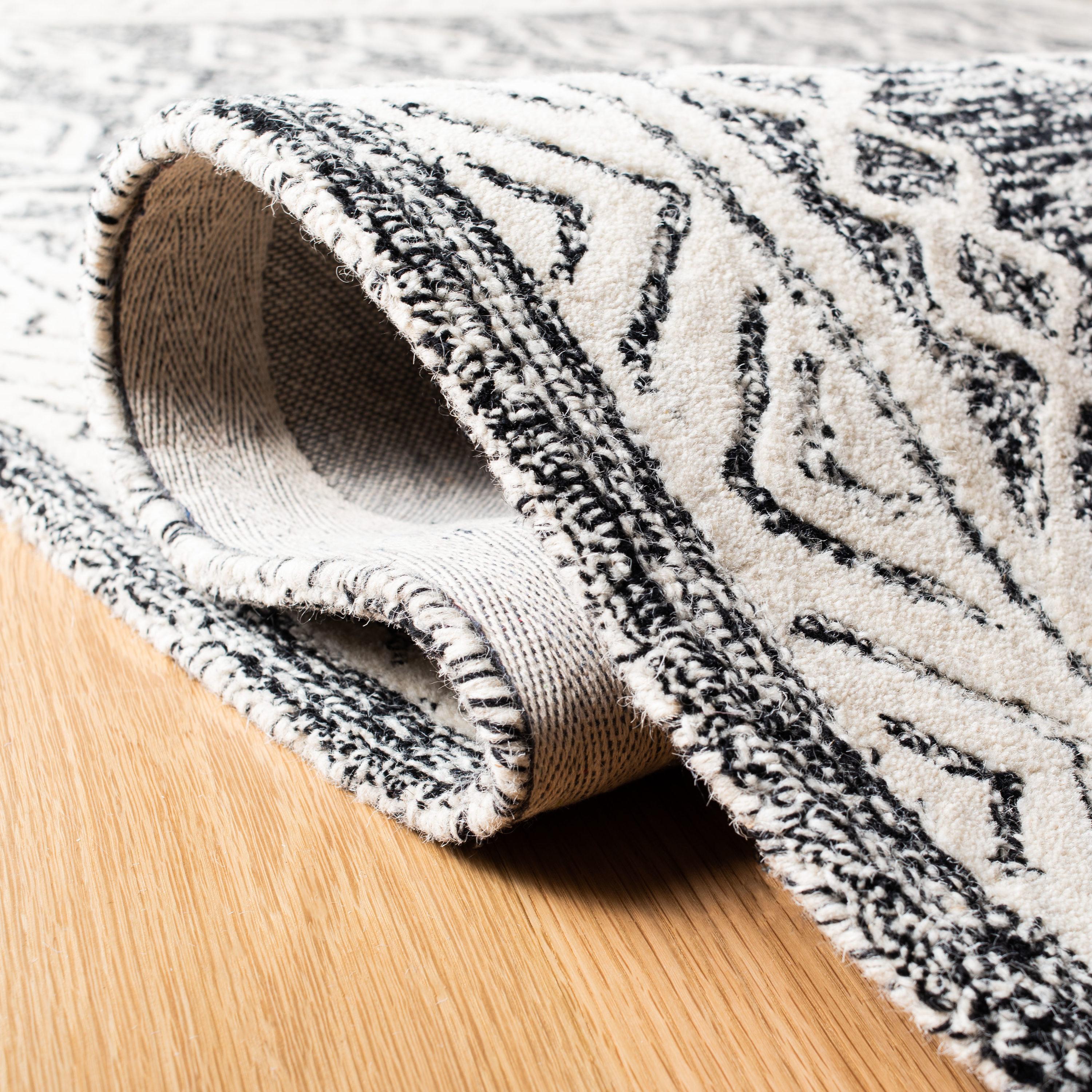SAFAVIEH Abstract Alastar Geometric Area Rug, Ivory/Black, 9' x 12'