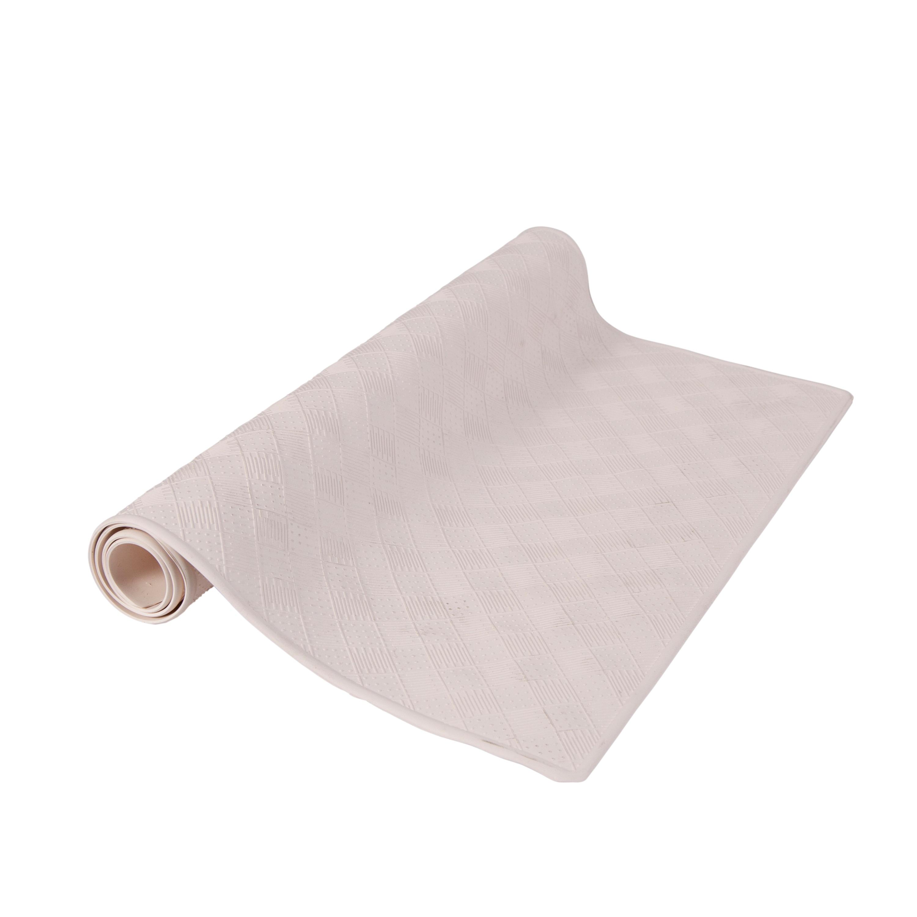 Kenney® Inside the Shower Textured Rubber Bath Mat with Suction Cups, 27.5" L x 15.5" W, Off White