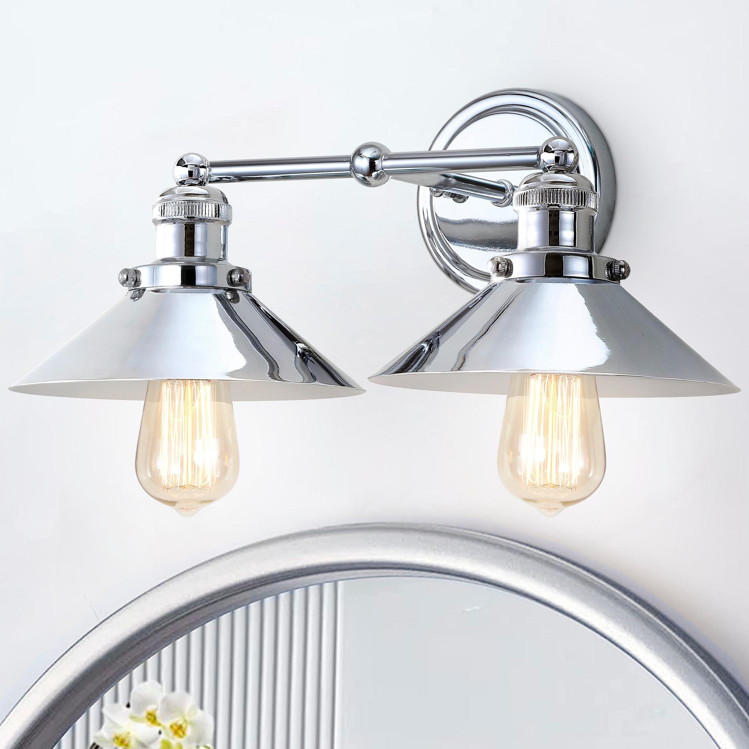 17.5" Metal June Vanity Wall Light Silver - JONATHAN Y: Chrome Finish, Industrial Style, ETL Listed, 2-Light Fixture