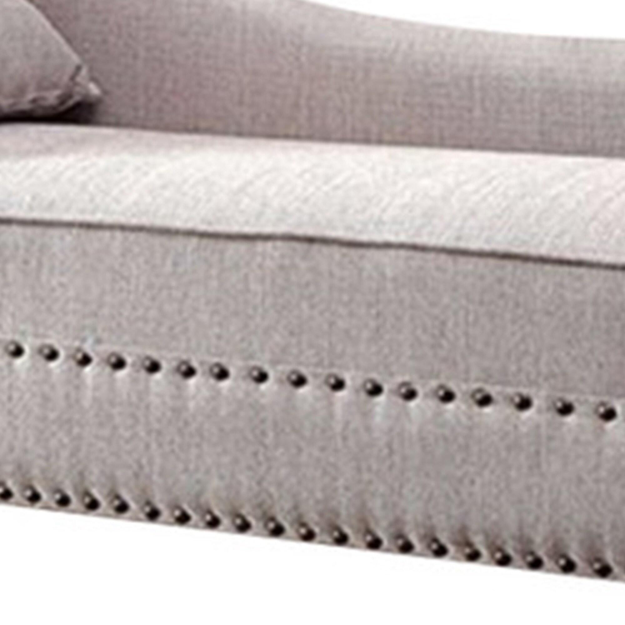 Benzara Contemporary Gray Linen Like Fabric Chaise-Color:Beige