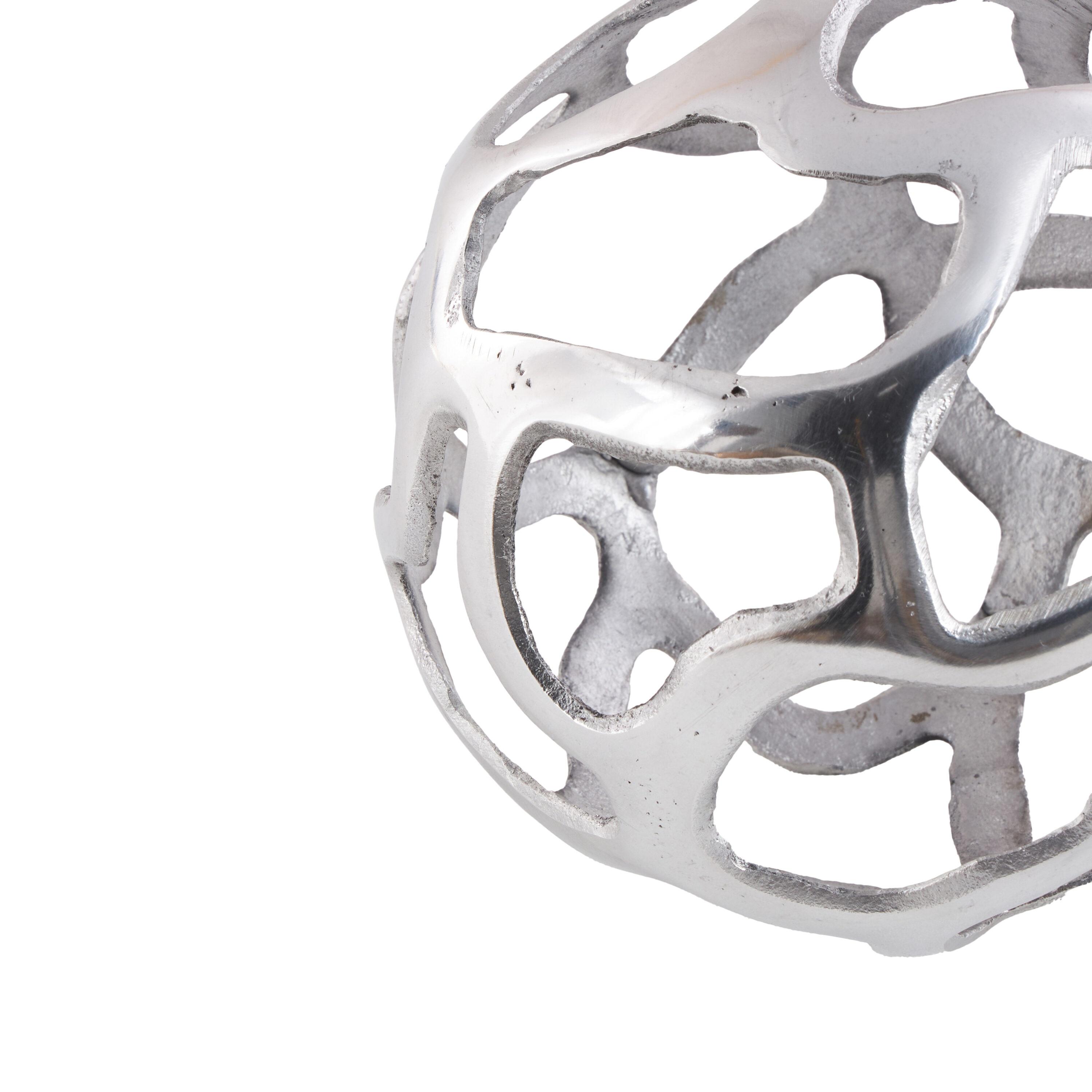 Olivia & May Set of 3 Decorative Aluminum Balls Silver : Textured Orb Sculptures for Tabletop Decor