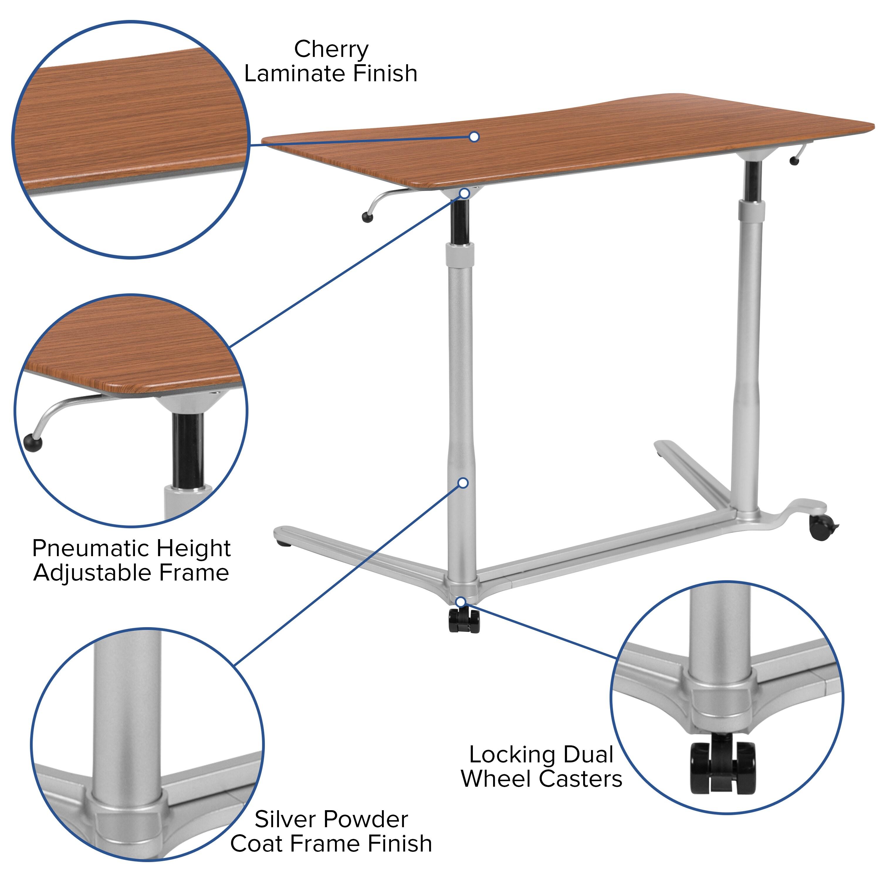 Flash Furniture Sit-Down, Stand-Up Cherry Computer Ergonomic Desk with 37.375"W Top (Adjustable Range 29" - 40.75")