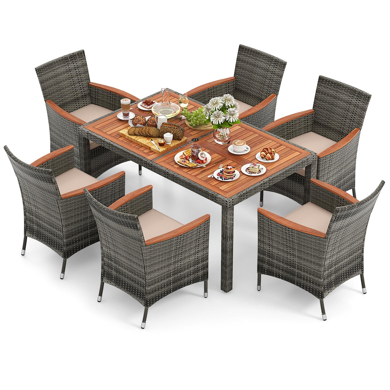 Hokku Designs Artimiza 6 - Person Acacia Patio Dining Set with Rectangular Table (Set of 7)