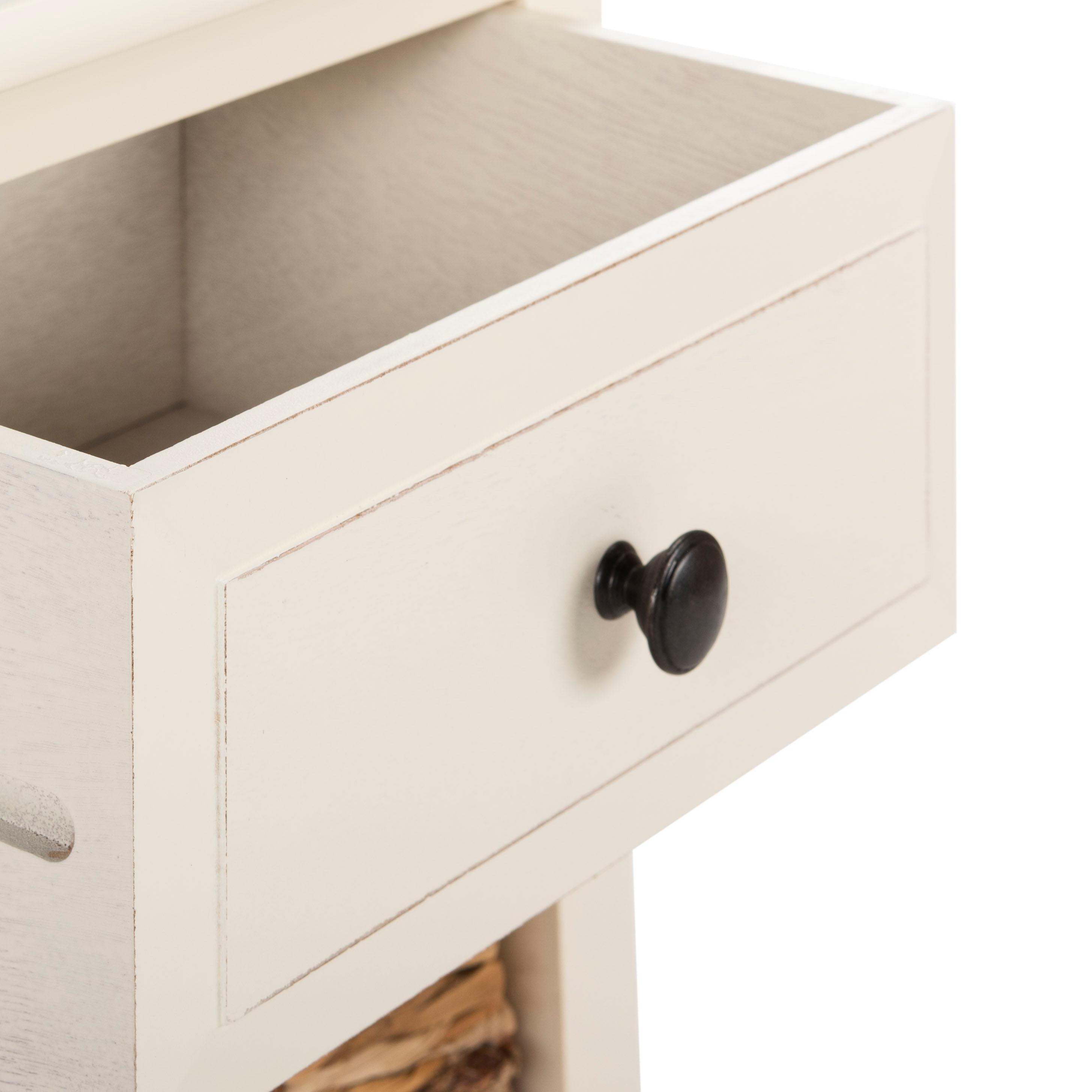 Everly Drawer Side Table - Vintage White - Safavieh.