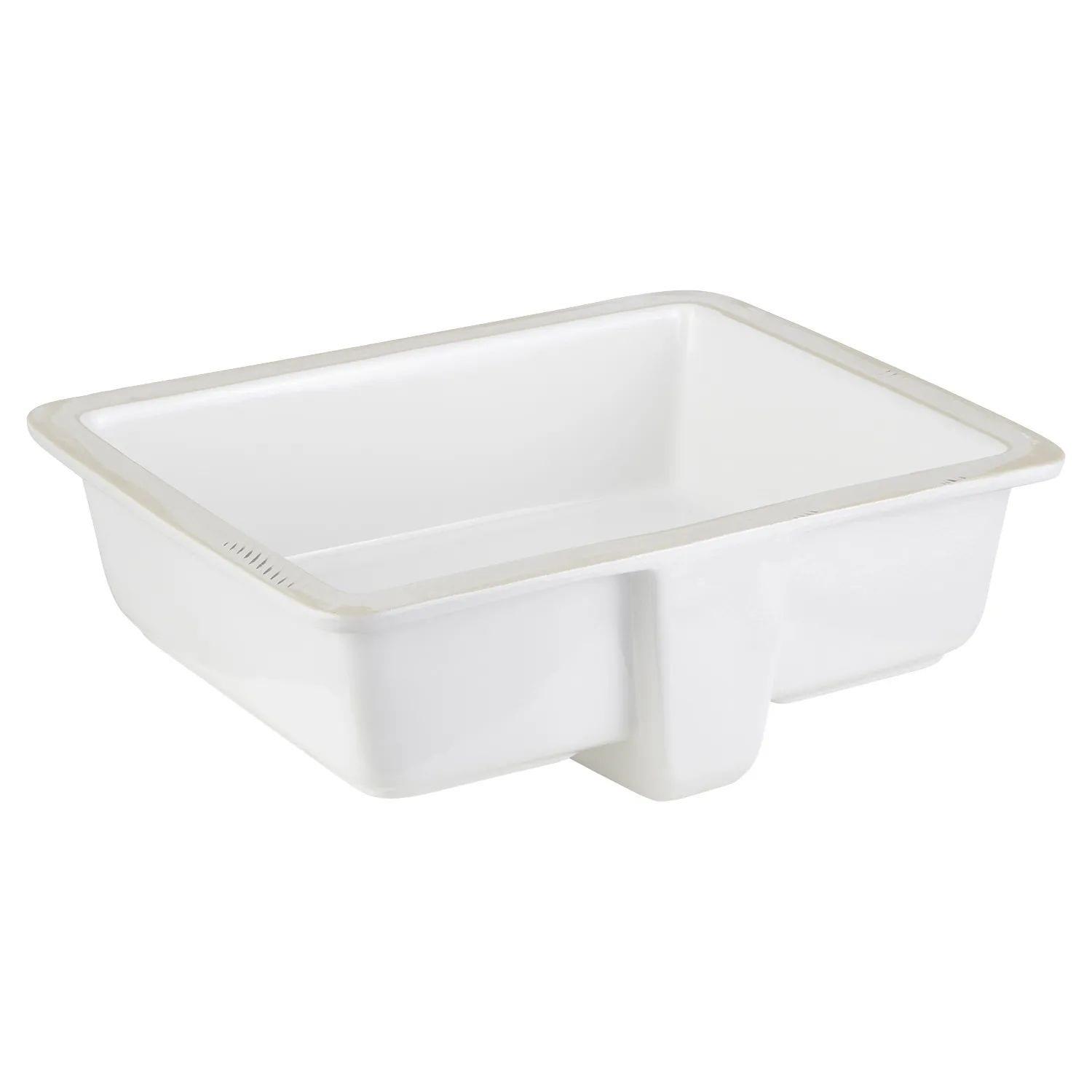 Destin White Rectangular Ceramic Undermount Bathroom Sink