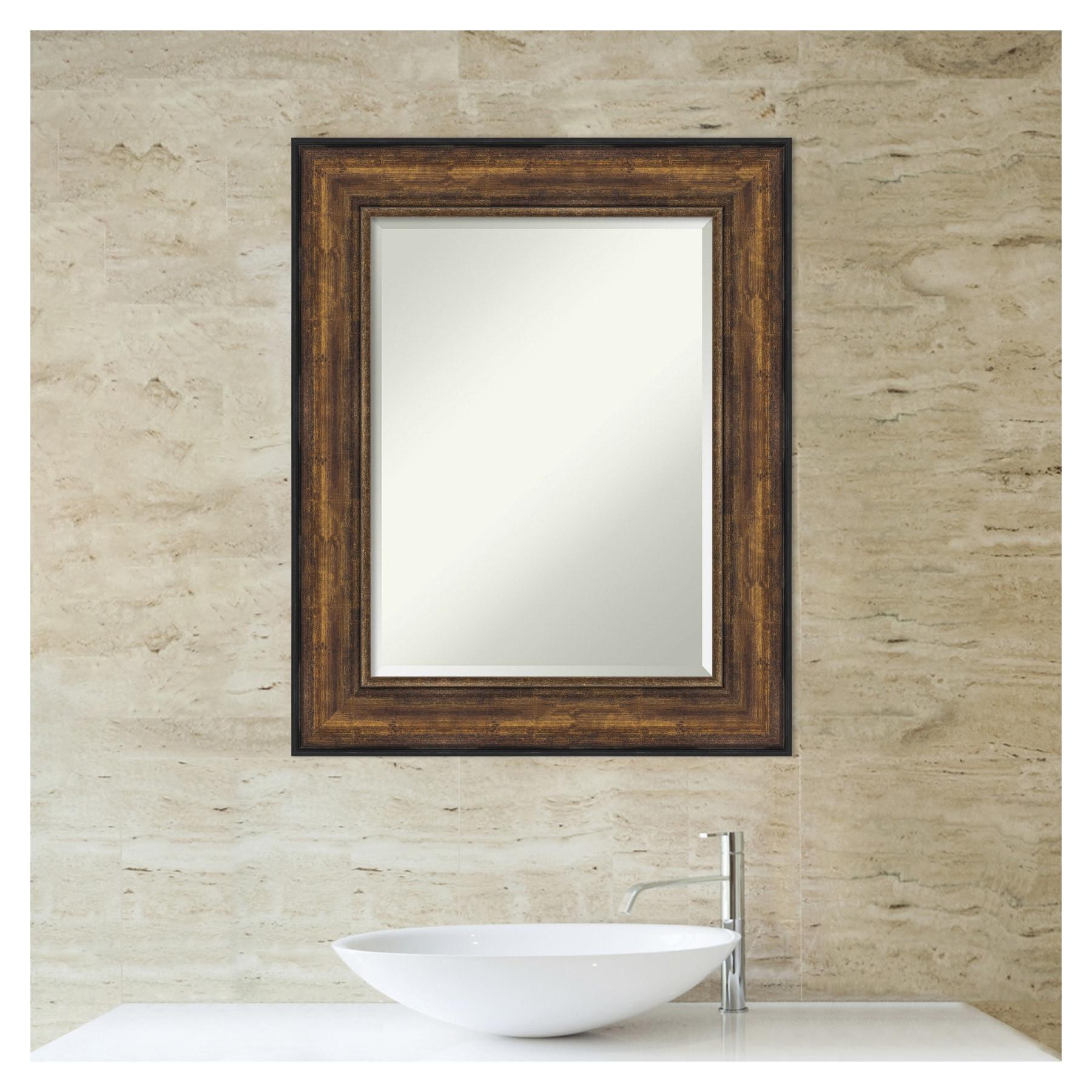 Medium Rectangle Bronze Bronze/Copper Metallic Beveled Glass Modern Mirror (31.5 in. H x 25.5 in. W)