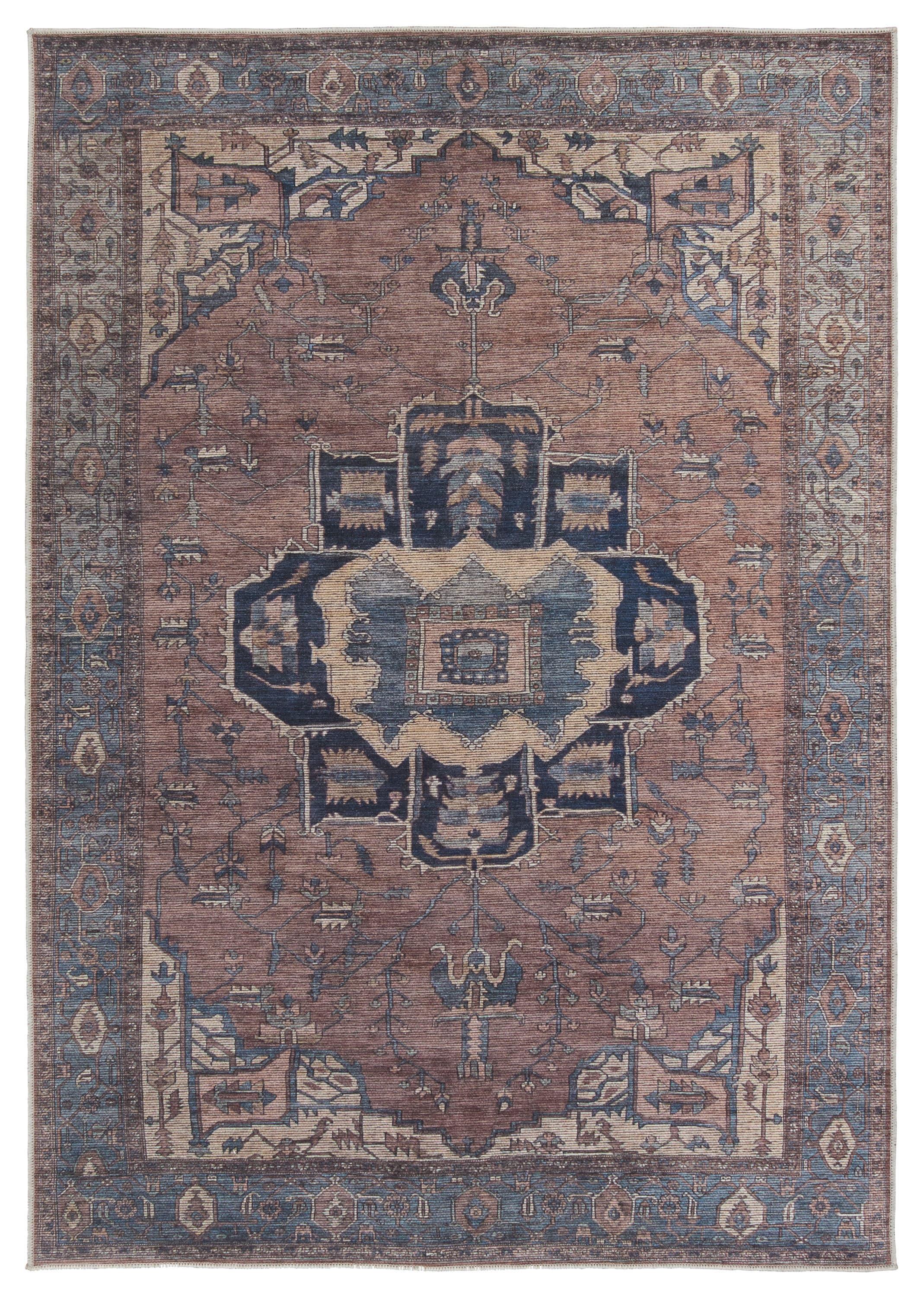 Barrymore Traditional Medallion Blue Synthetic 10' x 14' Area Rug