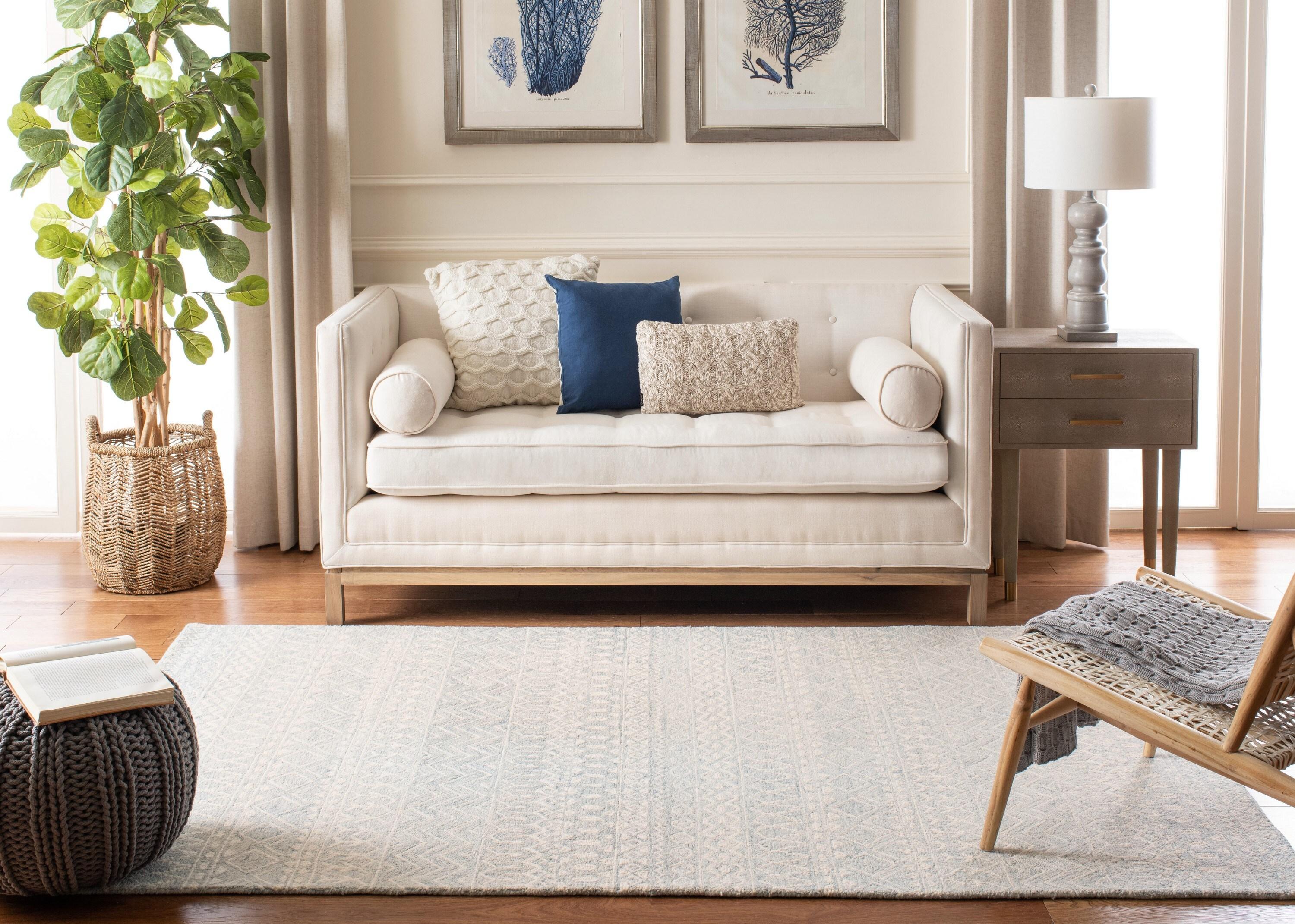Micro-Loop MLP502 Hand Tufted Indoor Area Rug - Aqua/Ivory - 4'x6' - Safavieh