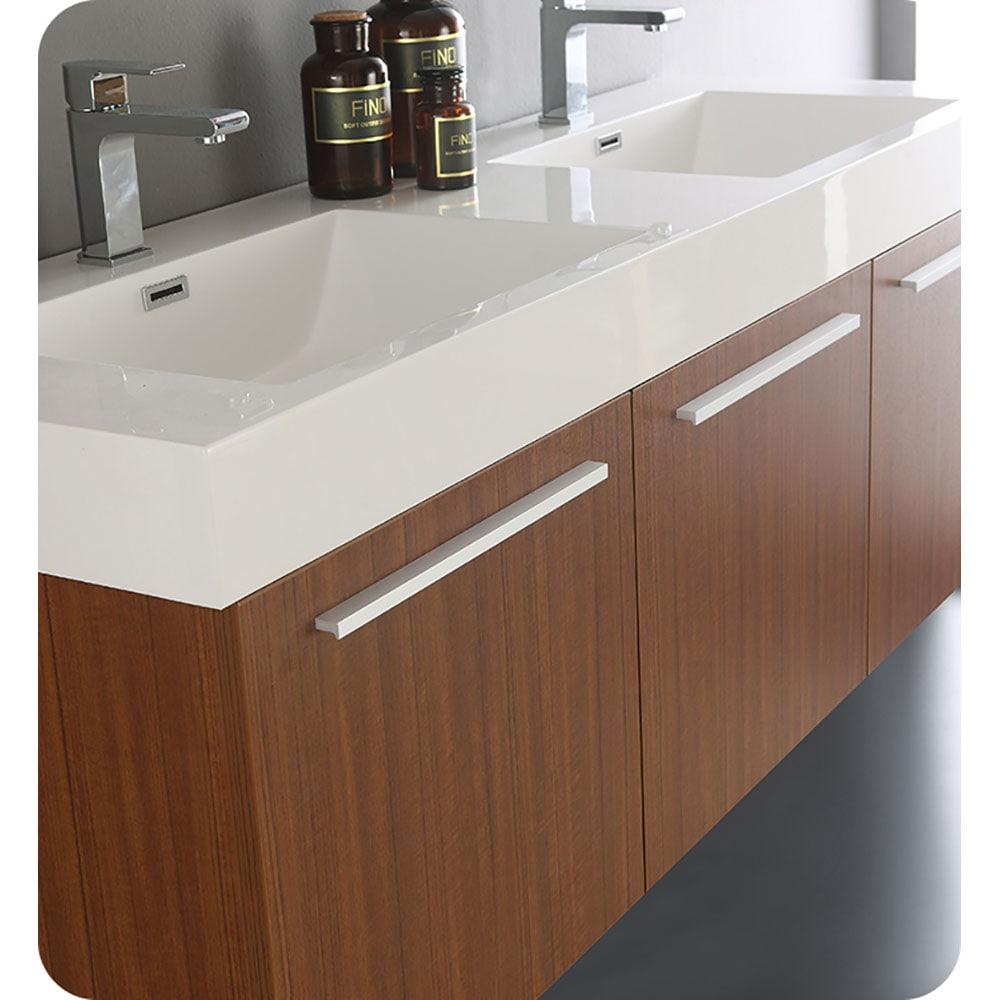 Fresca Vista 60'' Wall Mounted Modern Double Bathroom Vanity with Acrylic Vanity Top