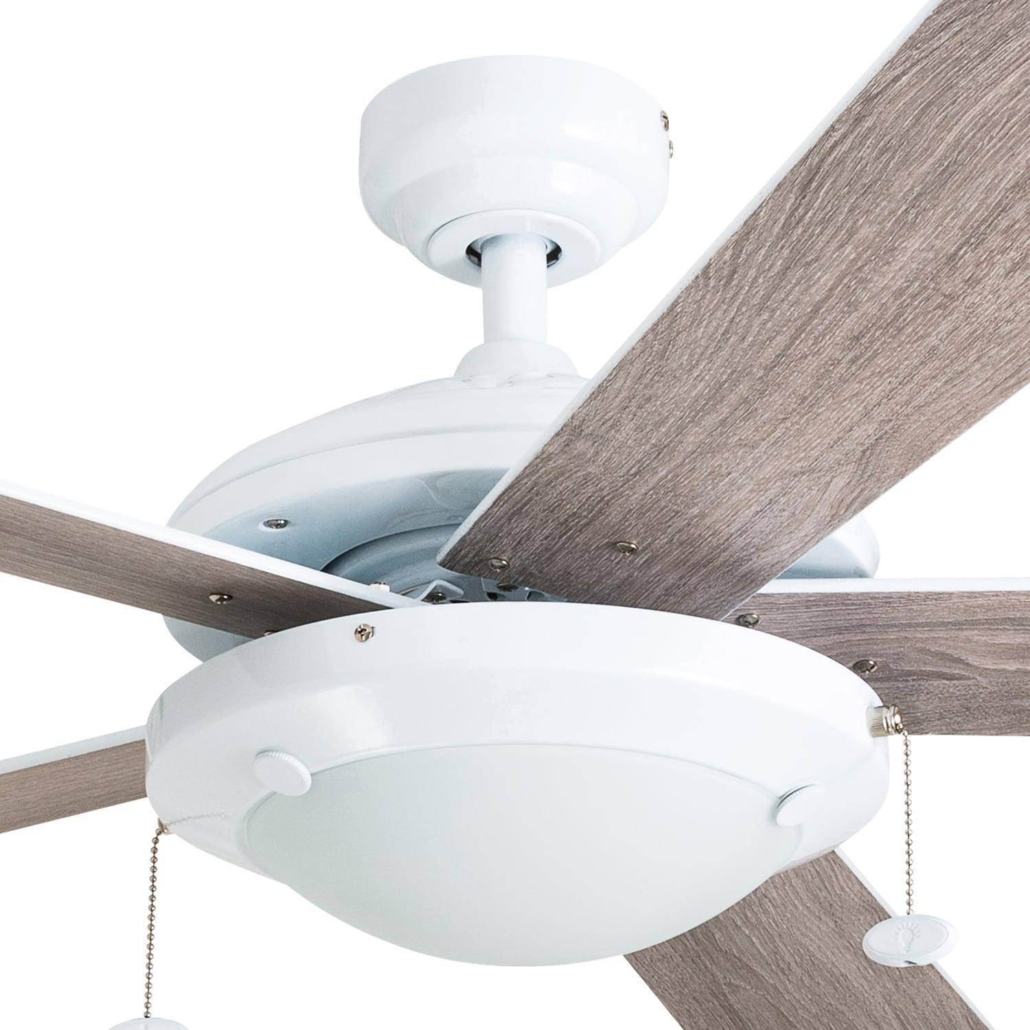 Prominence Home Bolivar 52" White Ceiling Fan with 5 Blades, Integrated LED Light Kit, Pull Chains & Reverse Airflow