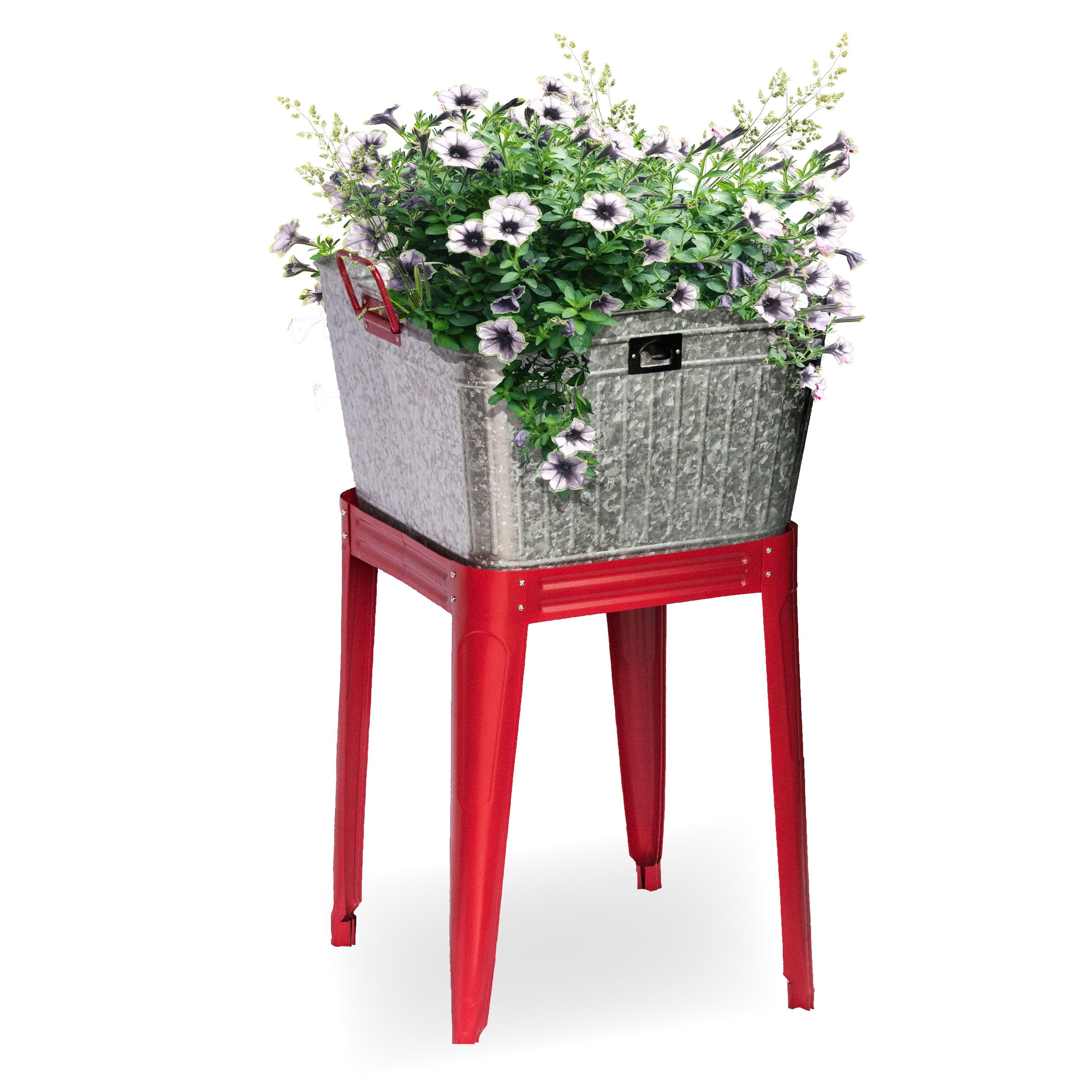 Backyard Expressions Galvanized Metal Beverage Tub Cooler, Planter, Wash bin - Rustic Grey/Silver