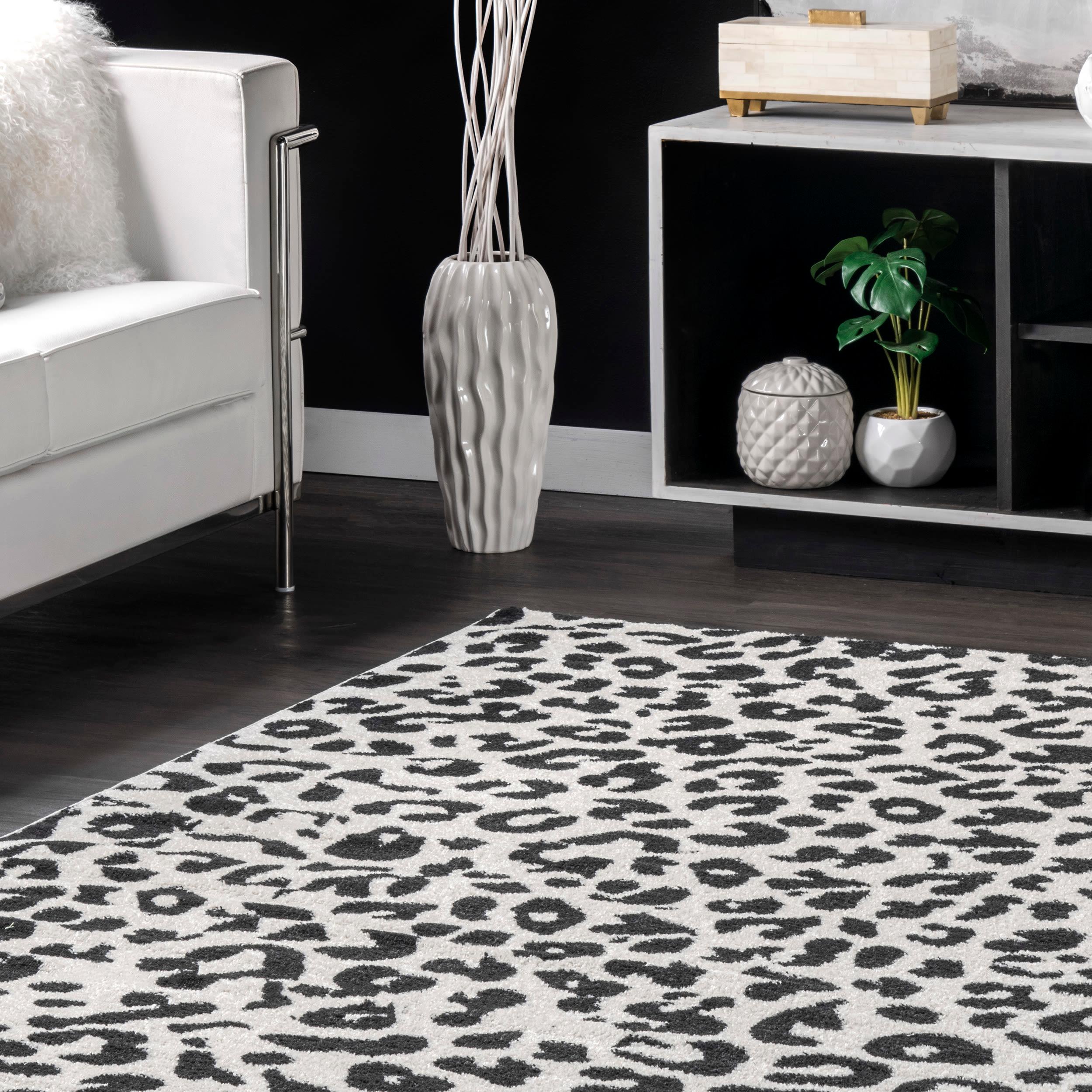 Nuloom Leopard Animal 10x14 Indoor Area Rug for Living Room Bedroom Dining Room Kitchen, Dark Grey/Ivory