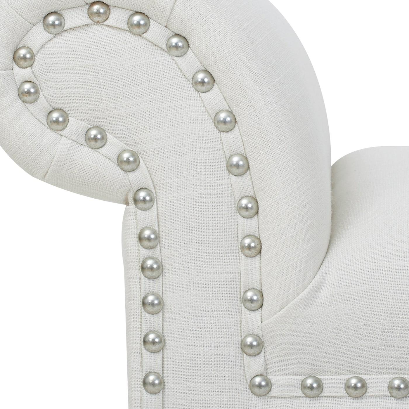 Kathy Roll Arm Entryway Accent Bench Bright White