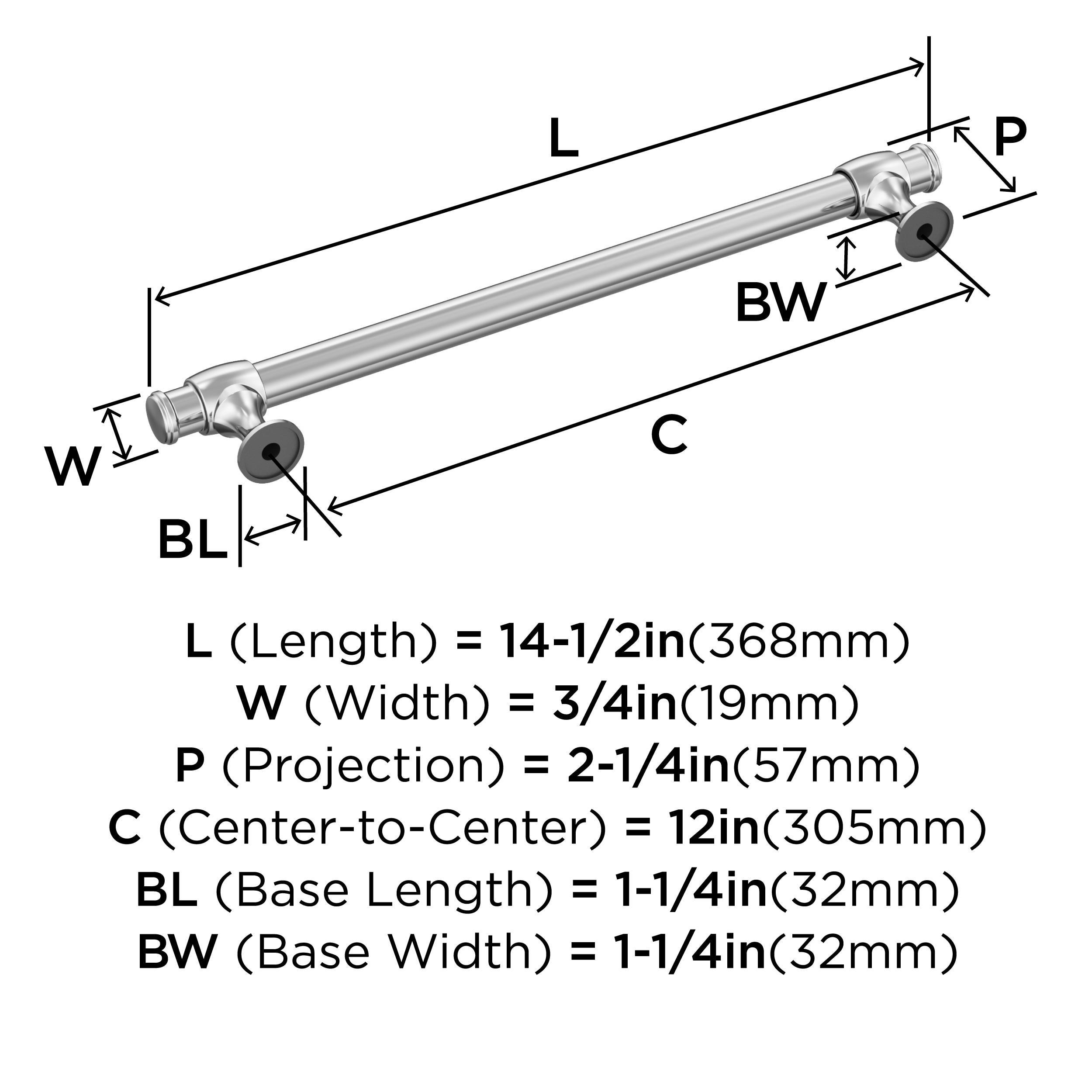 Amerock Winsome 12 inch (305mm) Center-to-Center Polished Chrome Appliance Pull