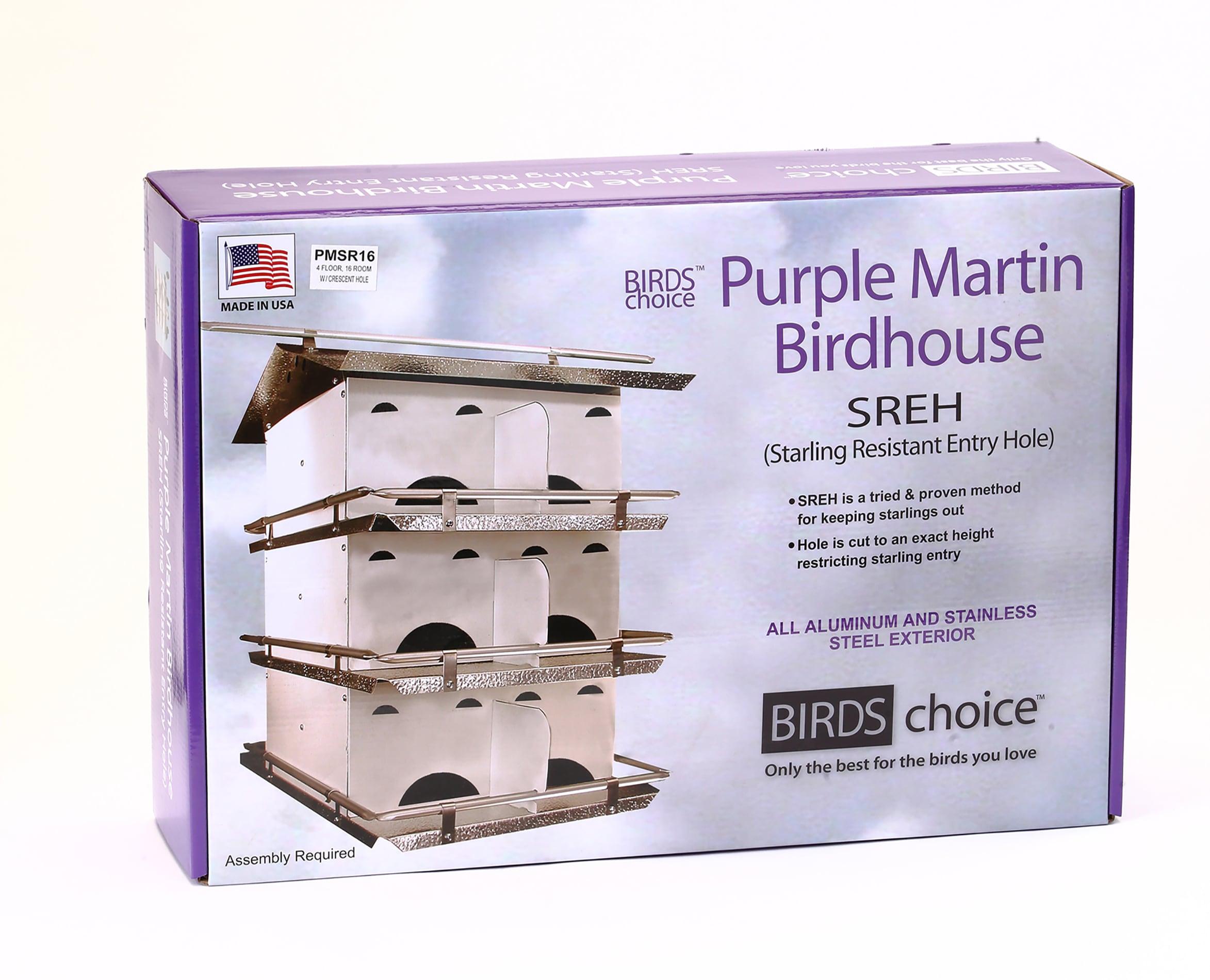 Purple Martin House with Starling Resistant Entrance Holes 4 Floor 16 Room Unassembled