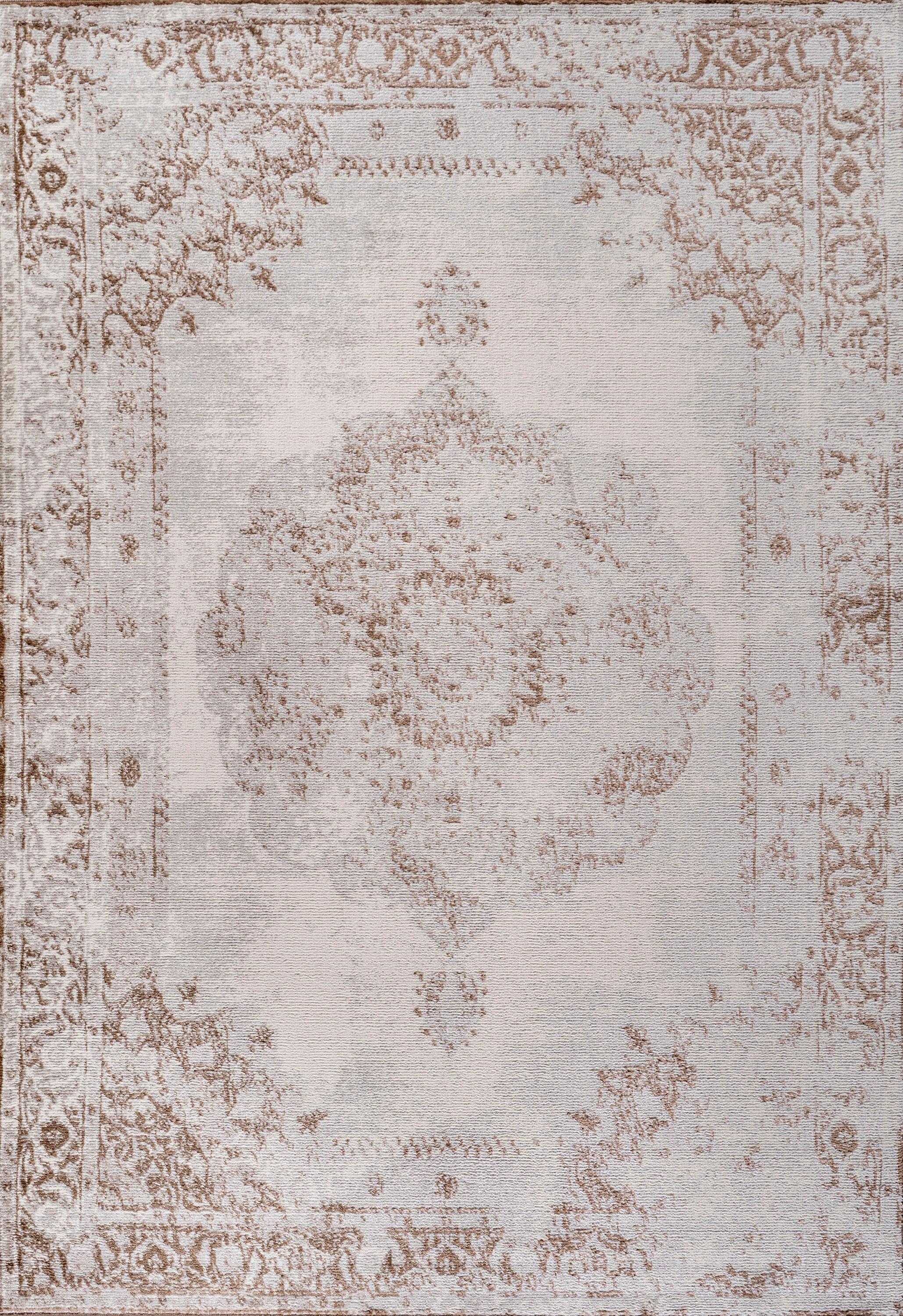 8'x10' Rosalia Cottage Medallion Area Rug, Brown/Cream - JONATHAN Y