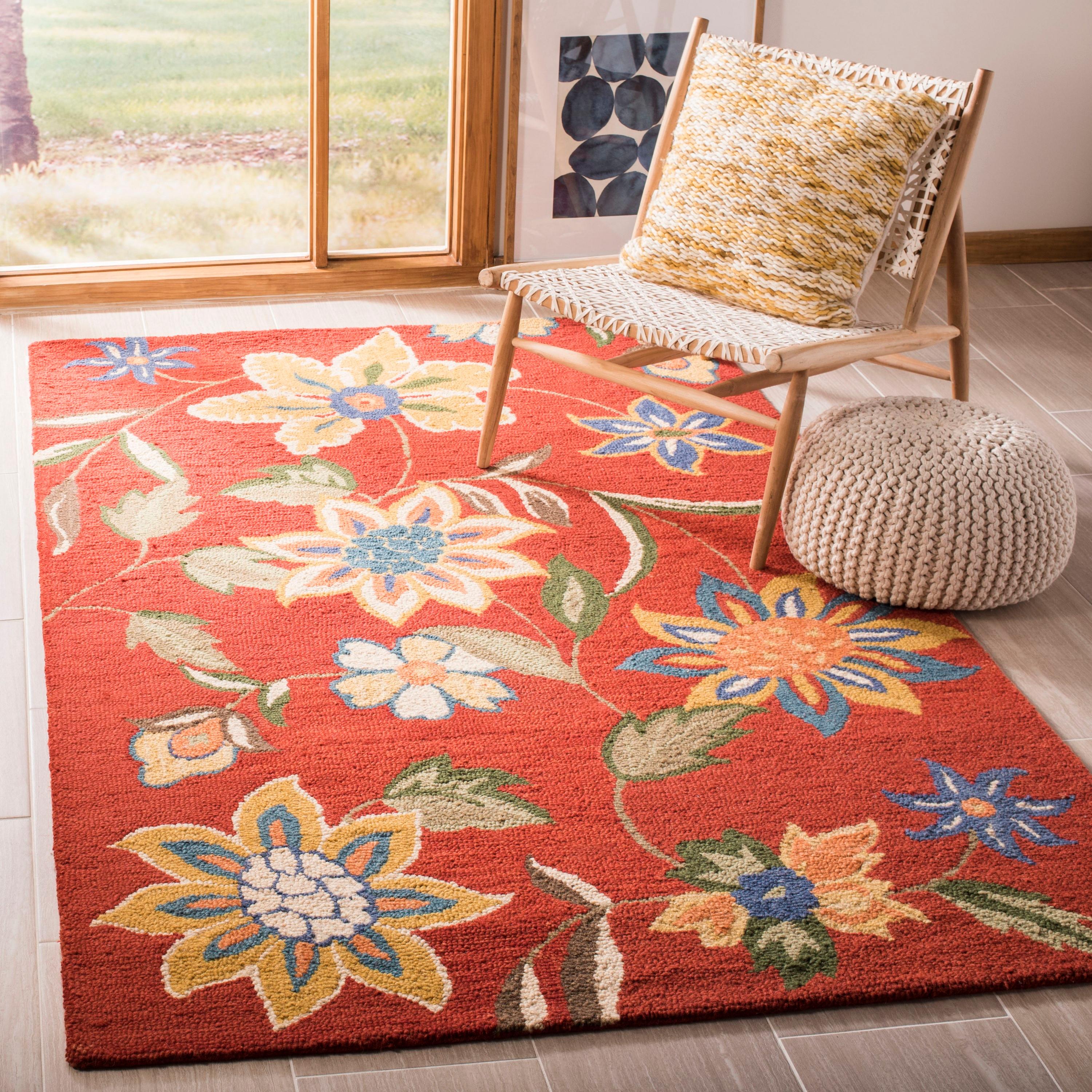 Blossom BLM673 Hand Hooked Area Rug - Rust/Multi - 3'x5' - Safavieh.