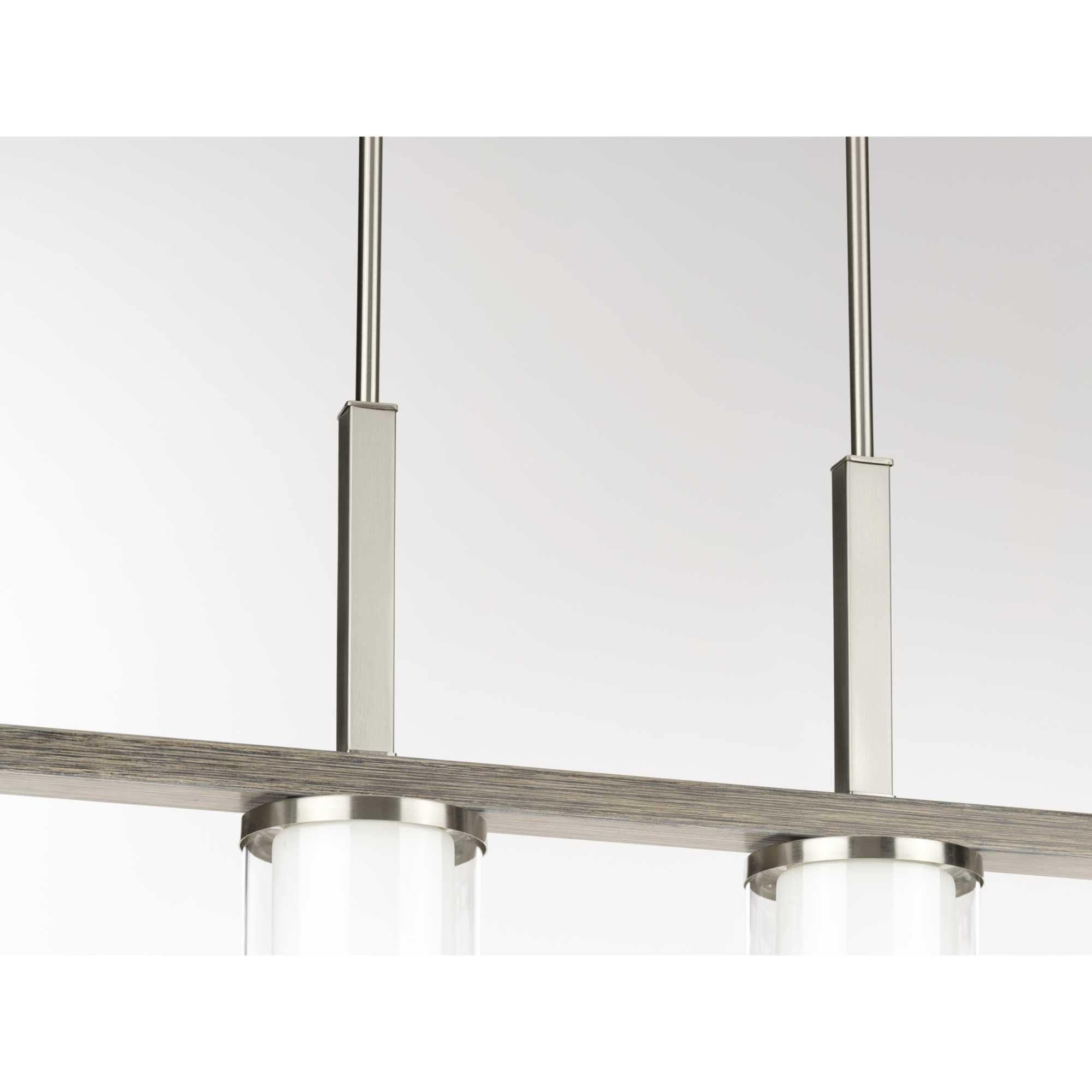Progress Lighting Mast 4-Light Island Pendant, Brushed Nickel, Clear and Etched Glass Shades
