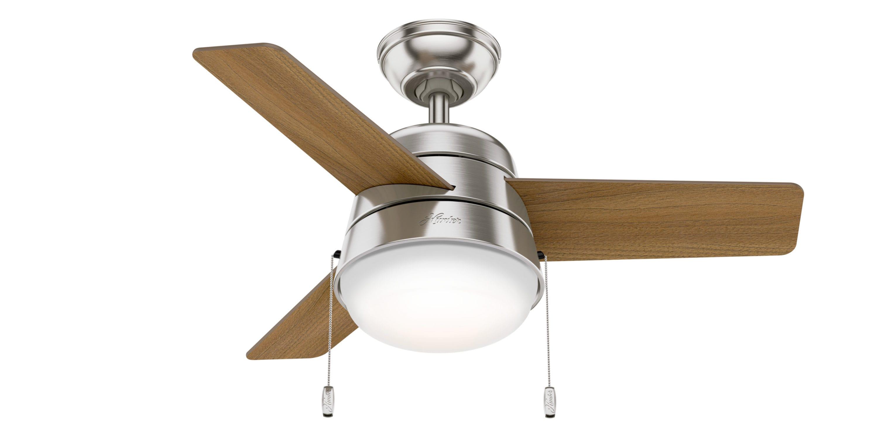 Aker 36" 3 - Blade Standard Ceiling Fan with Lights and Pull Chains