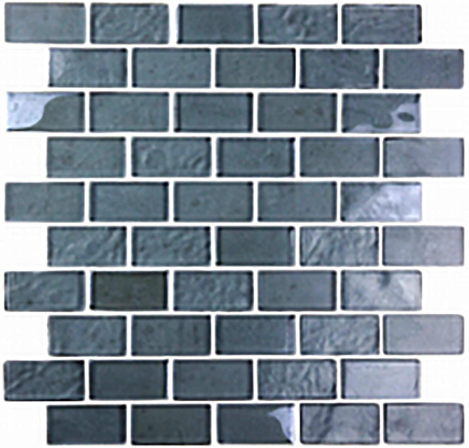 Landscape 1 in. x 2 in. Translucent Glass Plastic Face Mounted Brick Mosaic Designer Pool Tile