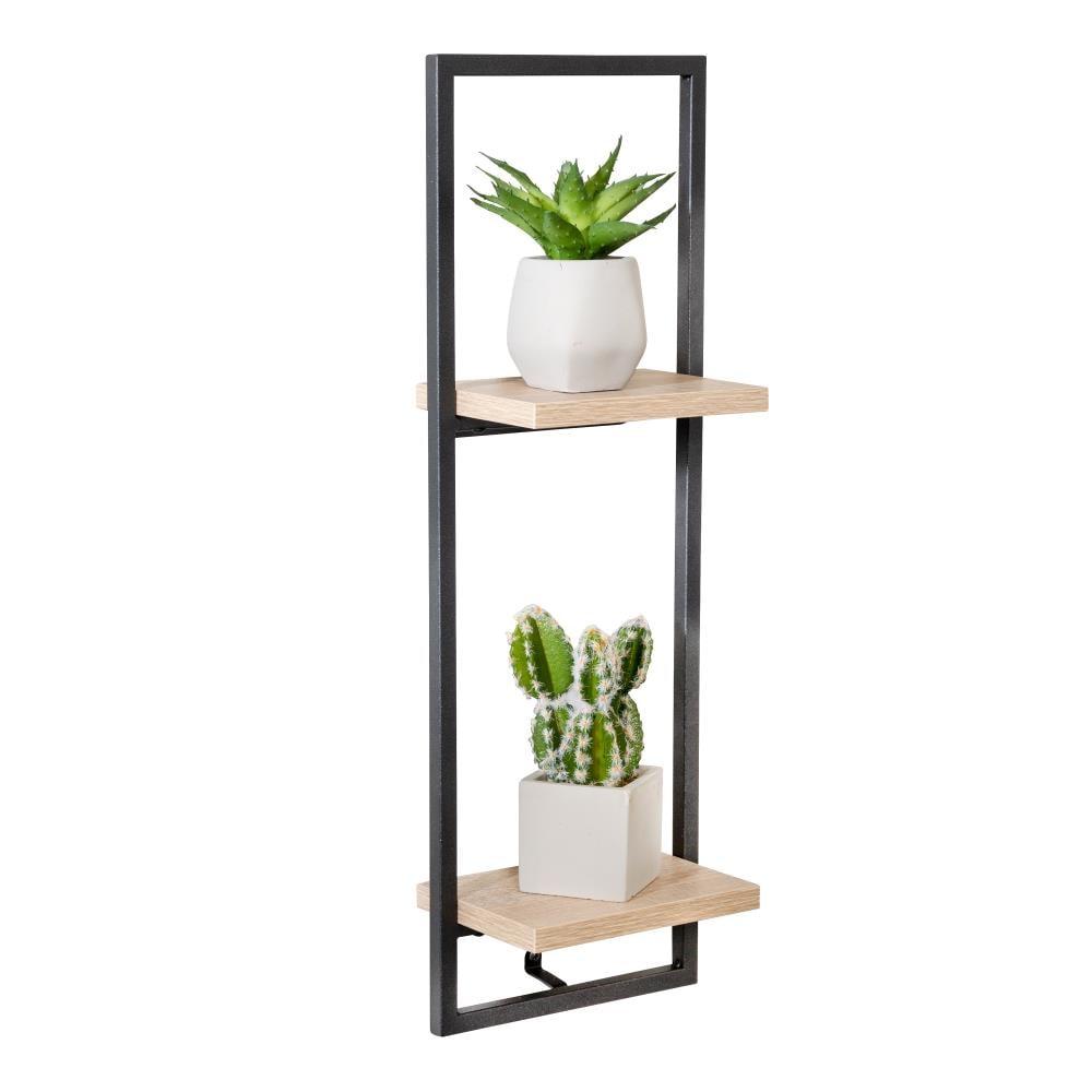 Airy Steel 2-Tier Black Floating Wall Shelf