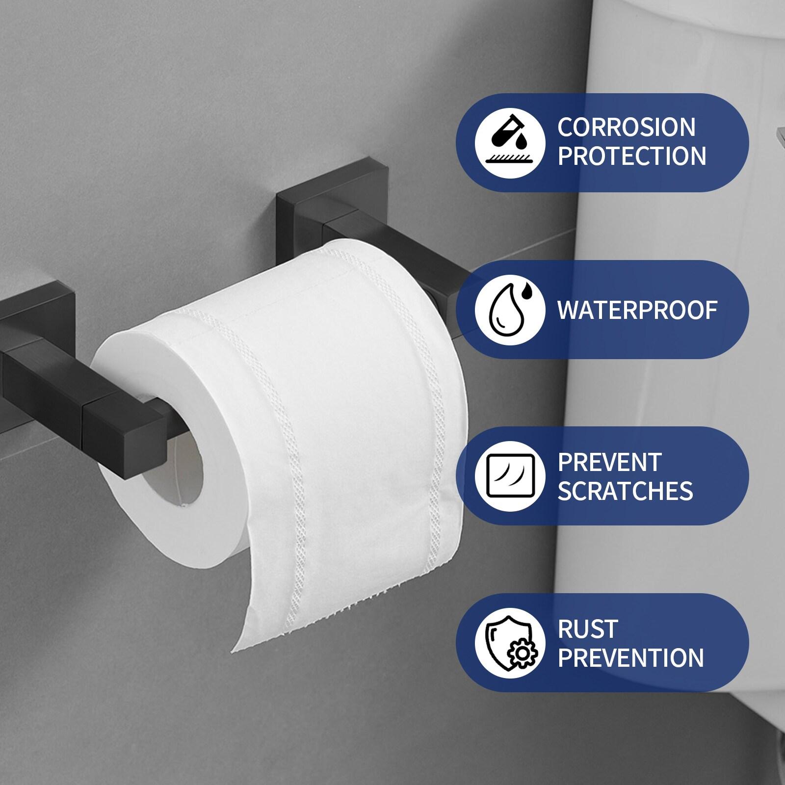 BWE Wall Mounted Toilet Paper Holder Double Post Pivoting Square Tissue Holders Roll Hangers Stand