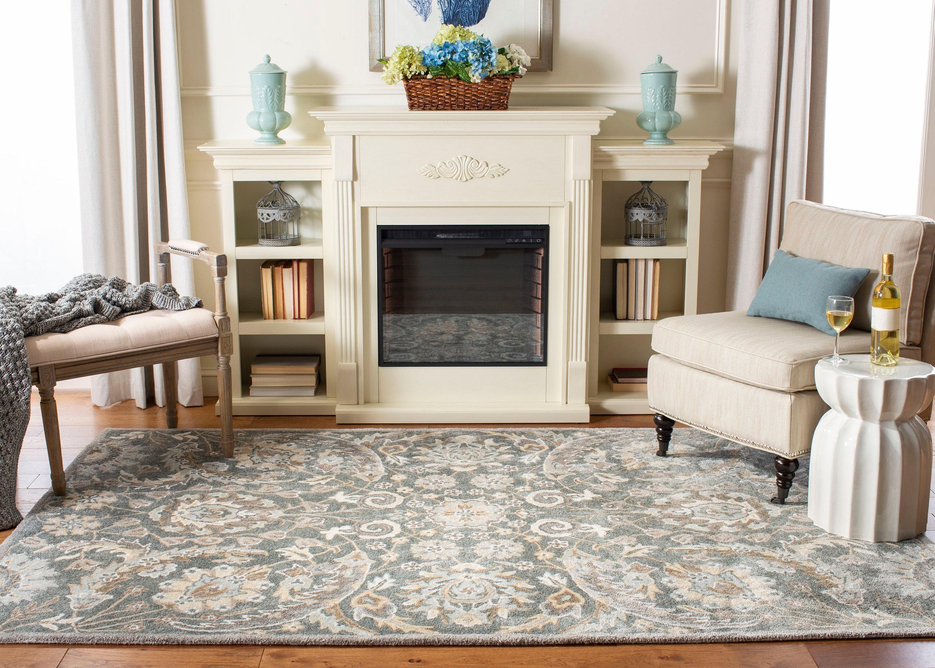 Bella BEL923 Hand Tufted Area Rug - Grey/Multi - 5'x5' - Safavieh.