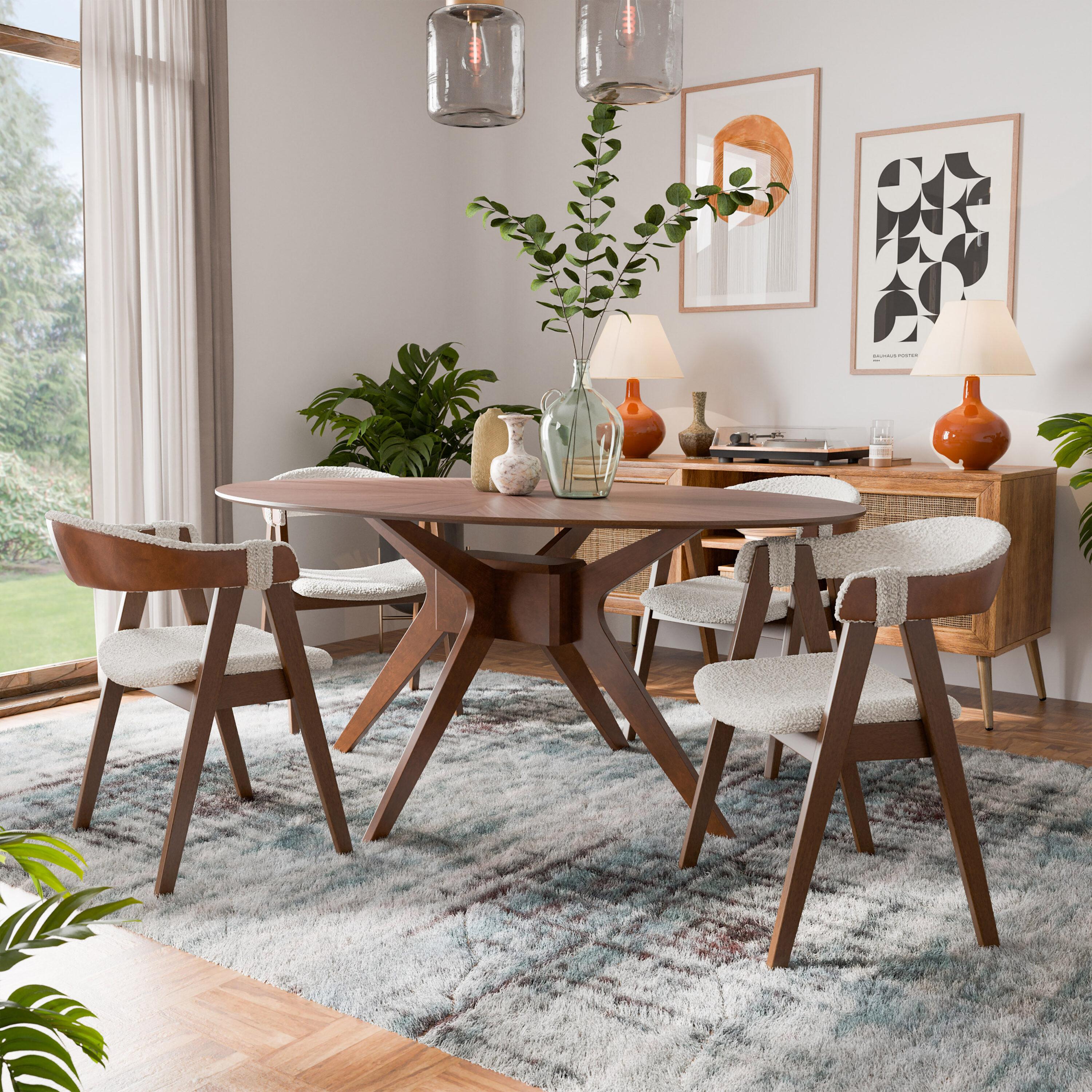 HOMES: Inside + Out 5pc Pearlcrest Mid-Century Modern Dining Table Walnut