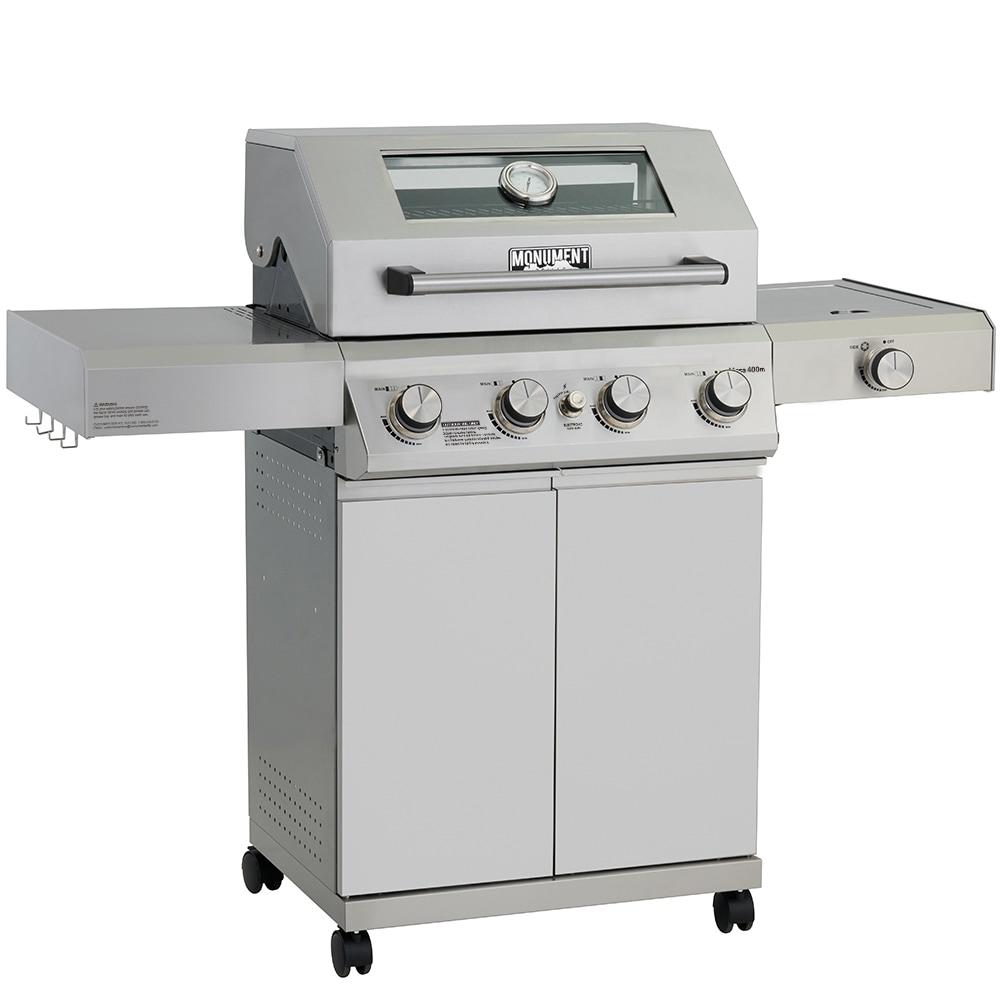 Monument Grills Mesa 400M 4-Burner Liquid Propane 52000 BTU Gas Grill with Side Burner and Cabinet