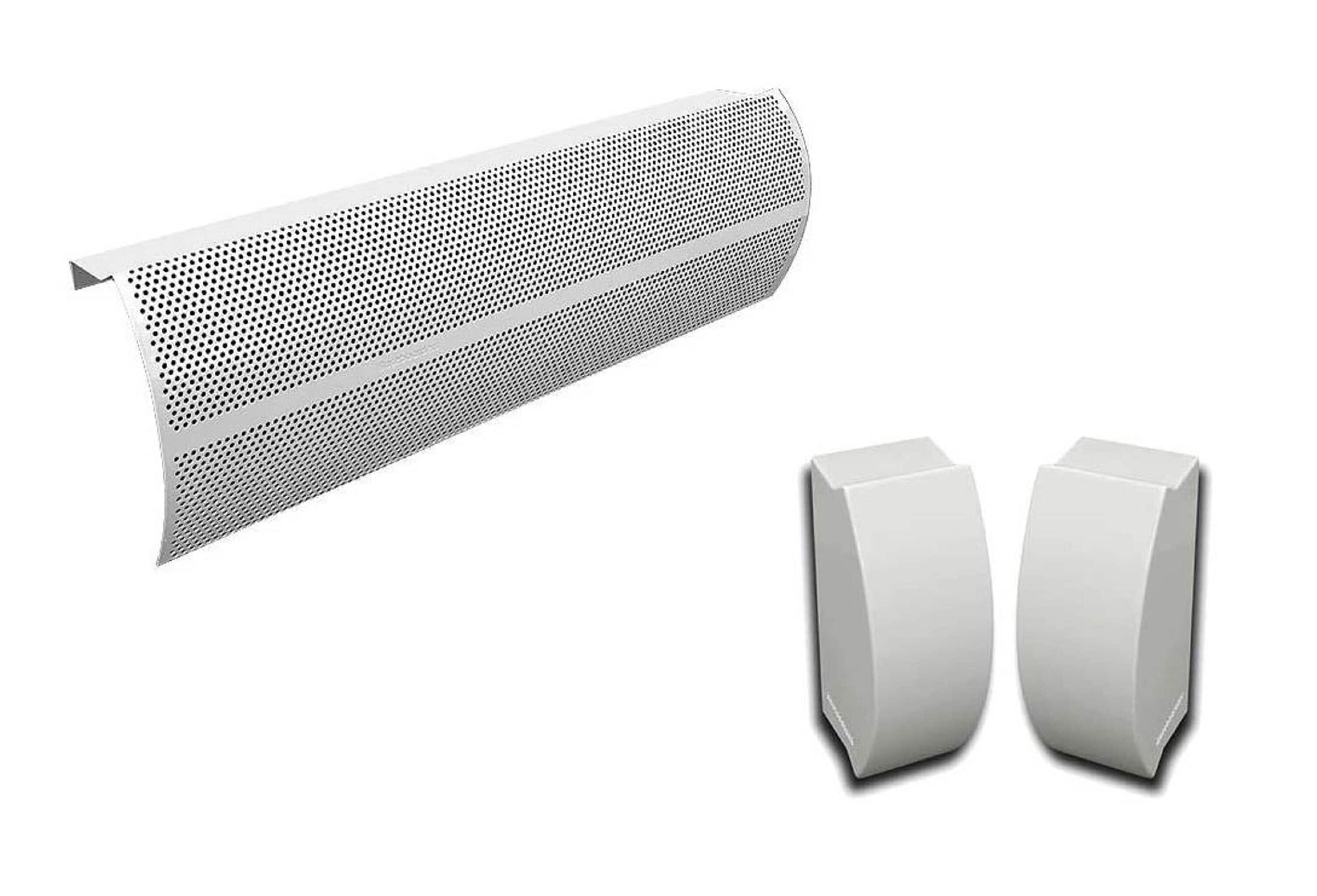 Baseboarders Baseboarders Elliptus Galvanized Steel Easy Slip-on Baseboard Heater Cover Set - White | Heater Cover and Endcaps Included