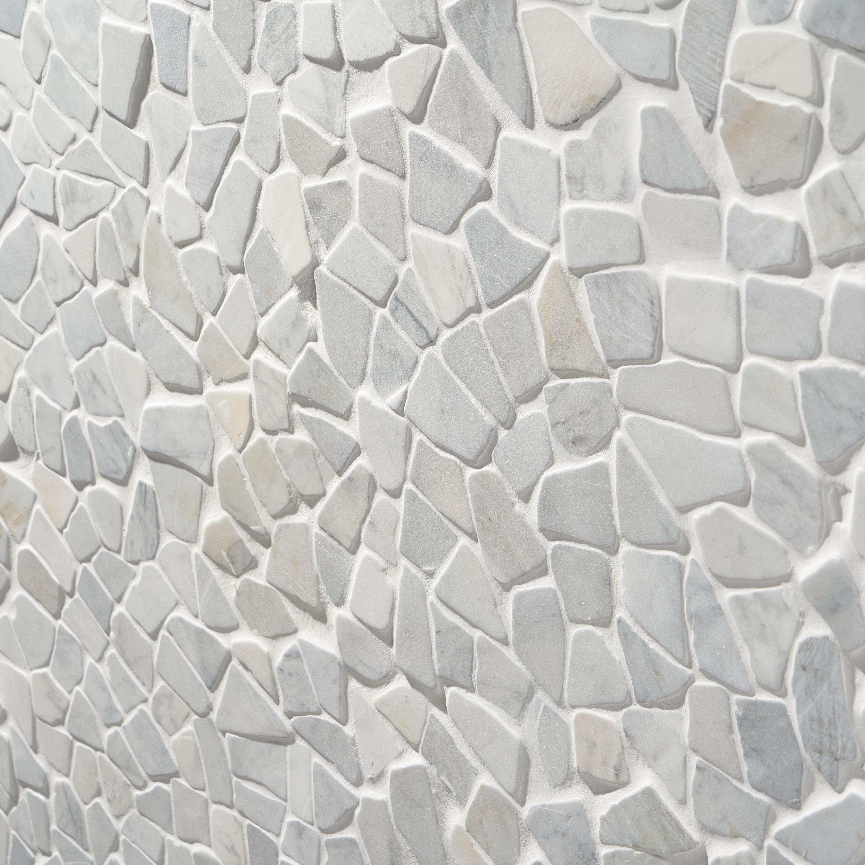 Countryside Carrara Tumbled 11.81 in. x 11.81 in. Natural Marble Floor and Wall Mosaic Tile