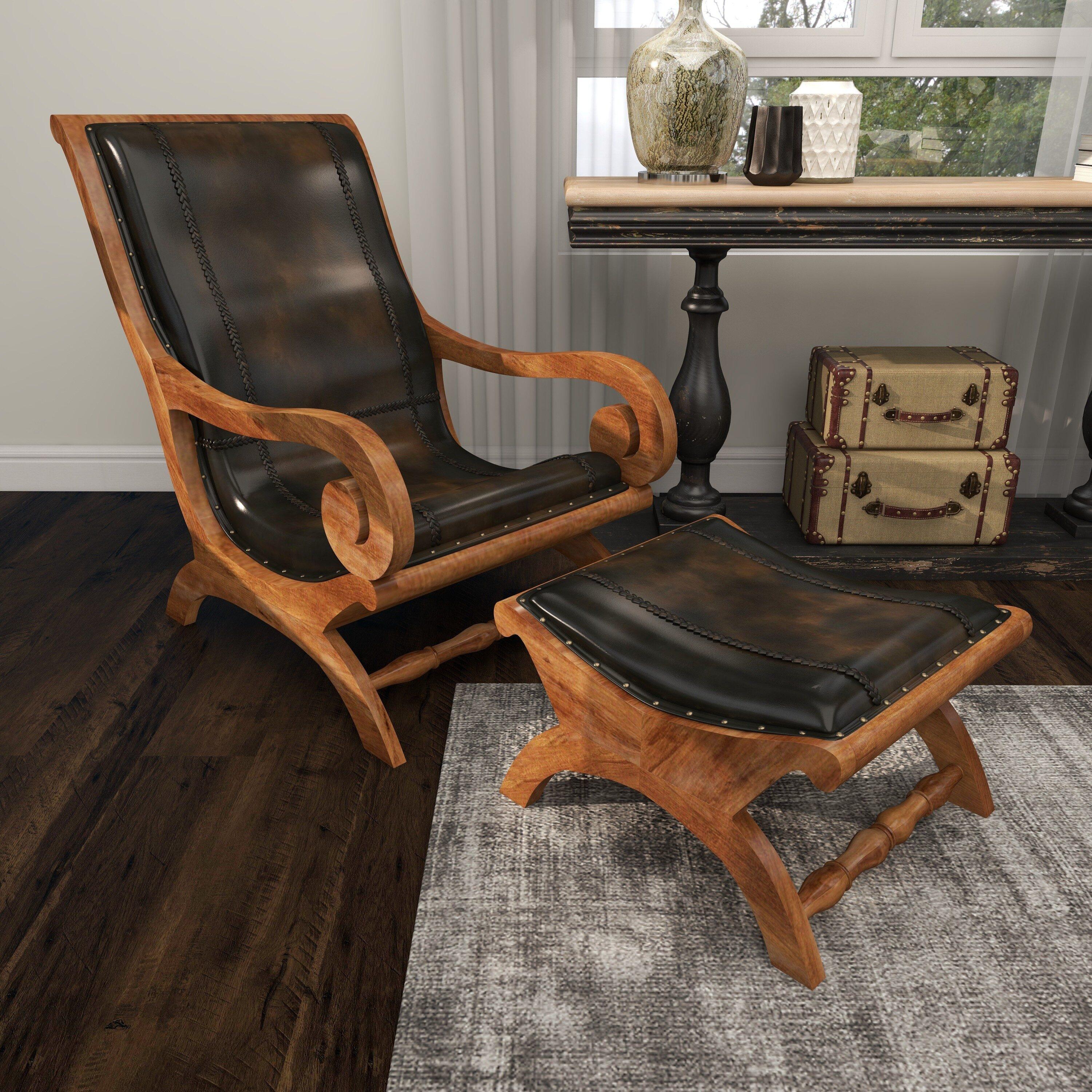 Traditional Leather Accent Chair Dark Brown - Olivia & May: Sturdy, Sophisticated, No Assembly Required