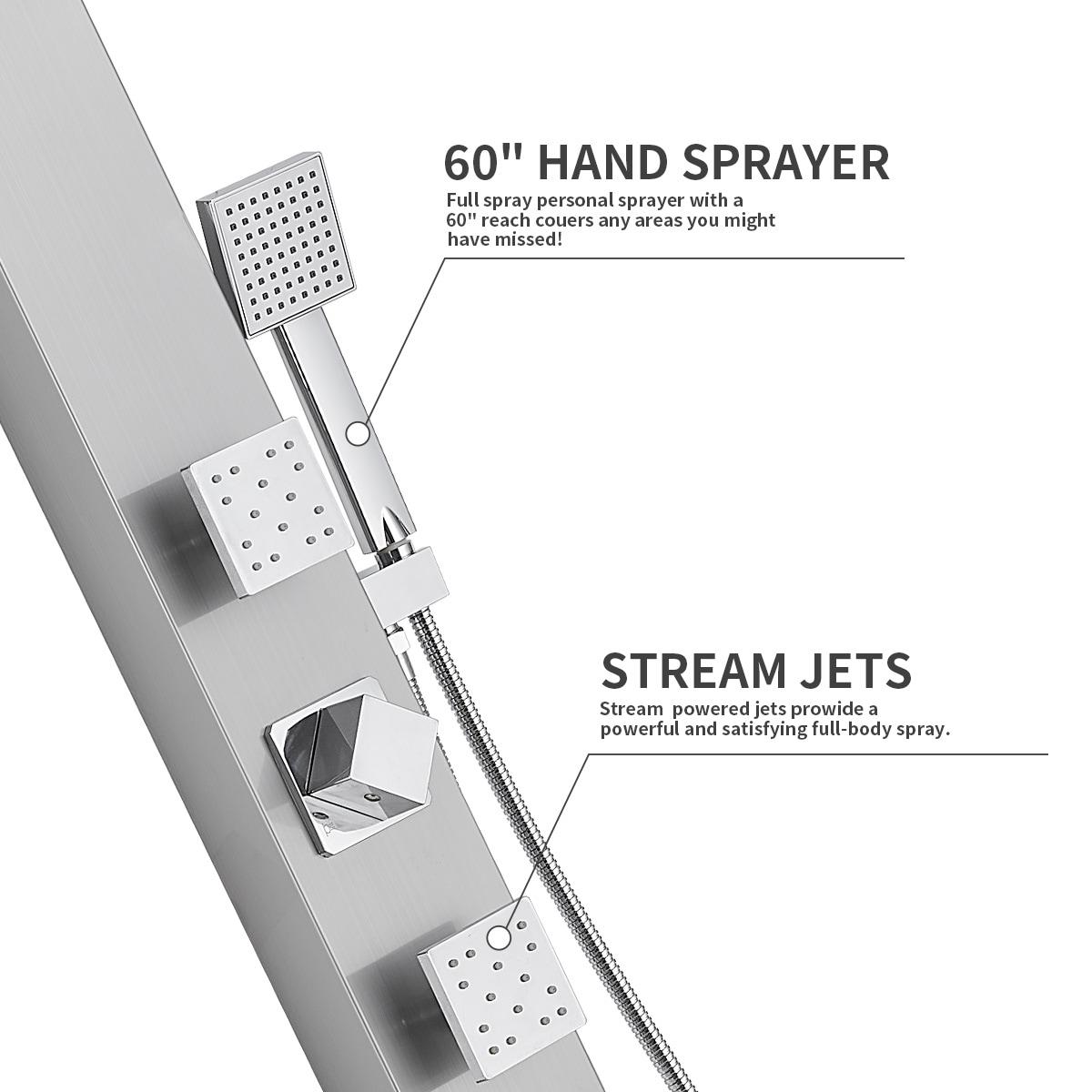 BWE 2-Shower Tower Shower Panel System with Adjustable Rain Shower Head and Handheld Shower Rod