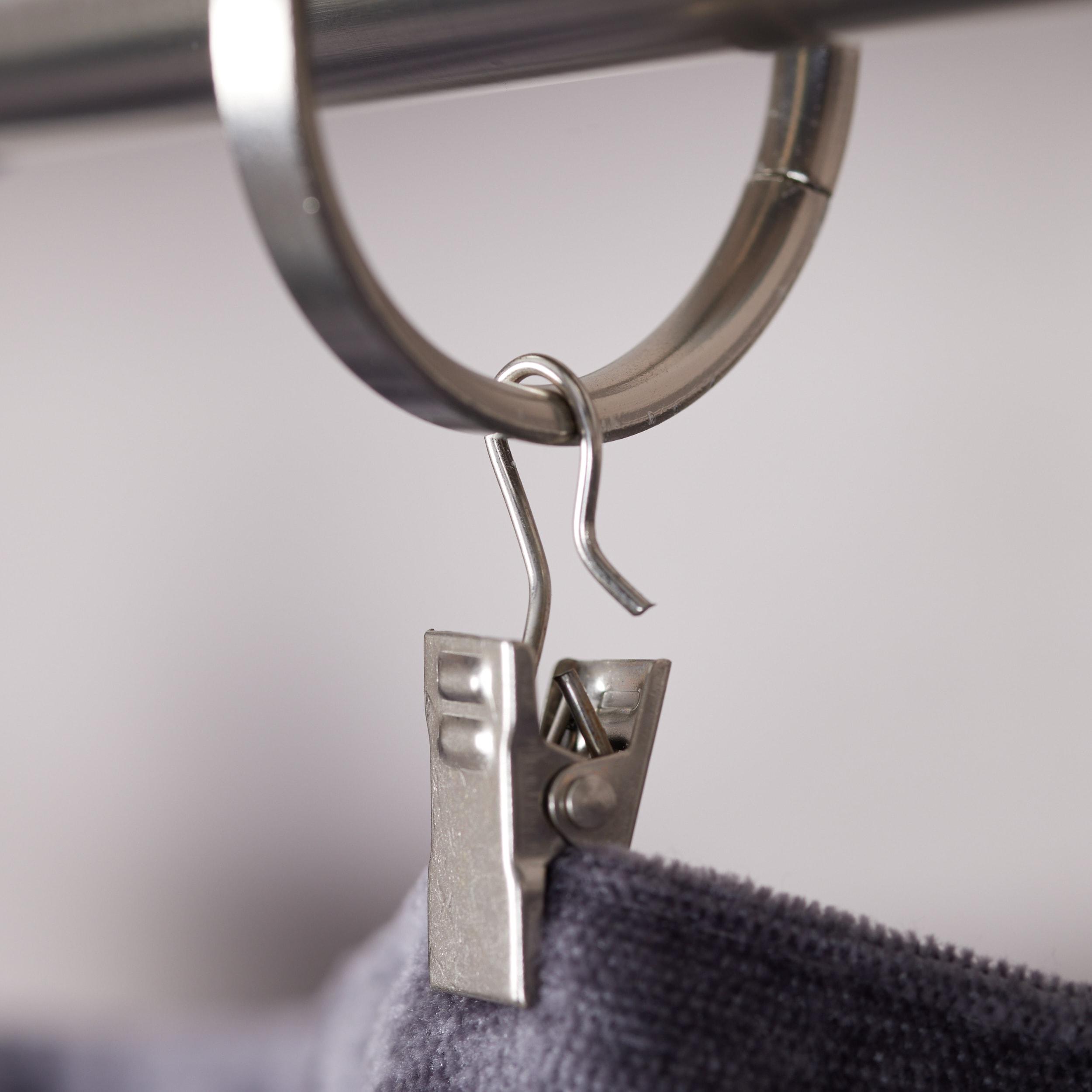 Rod Desyne 10 Curtain Rings With Clips 1-3 By 8 Inch I.D