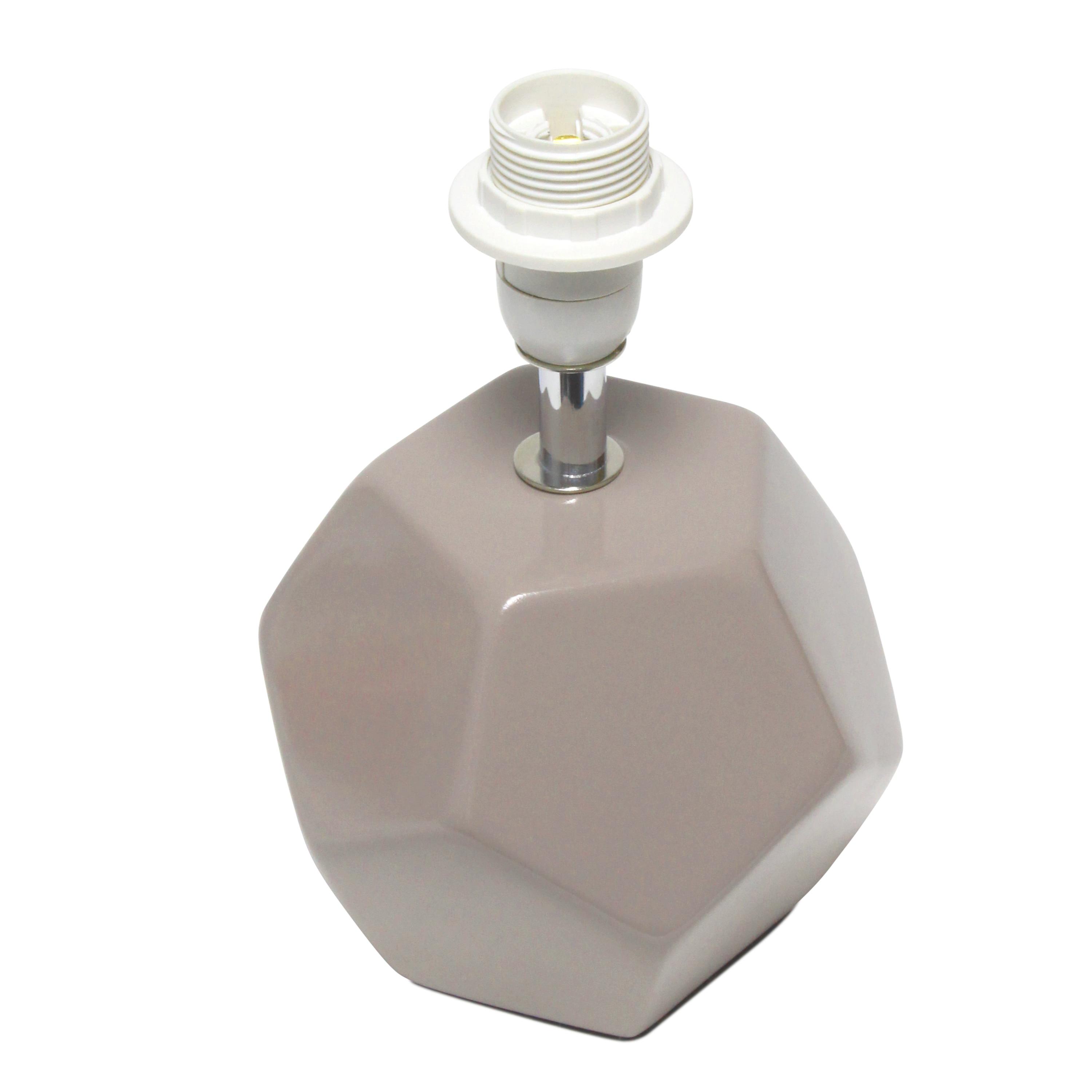 Simple Designs Round Prism Mini Table Lamp with Matching Fabric Shade Gray