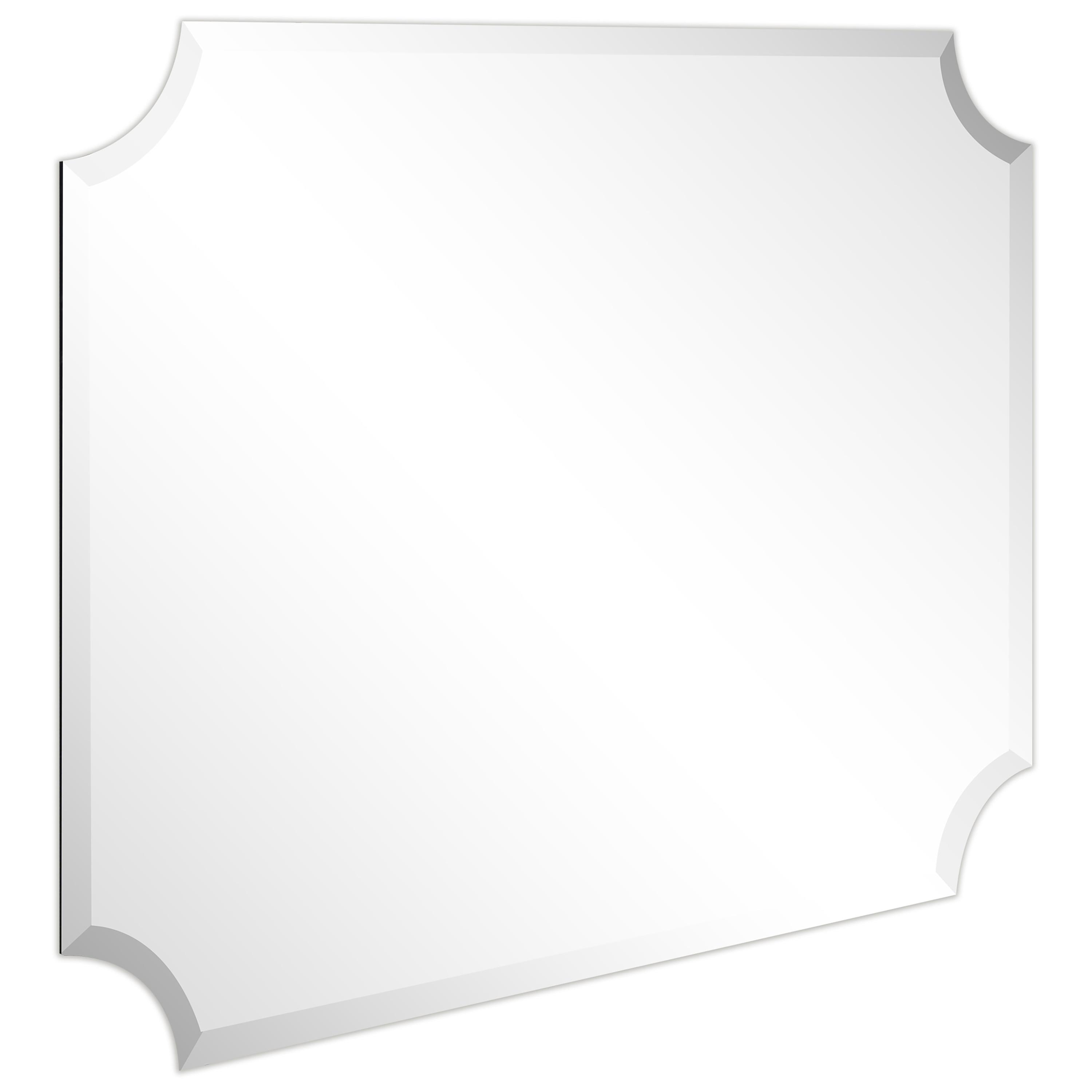 Empire Art Direct Frameless Rectangle Scalloped Beveled Wall Mirror - Clear 30 in. x 0.39 in. x 40 in.