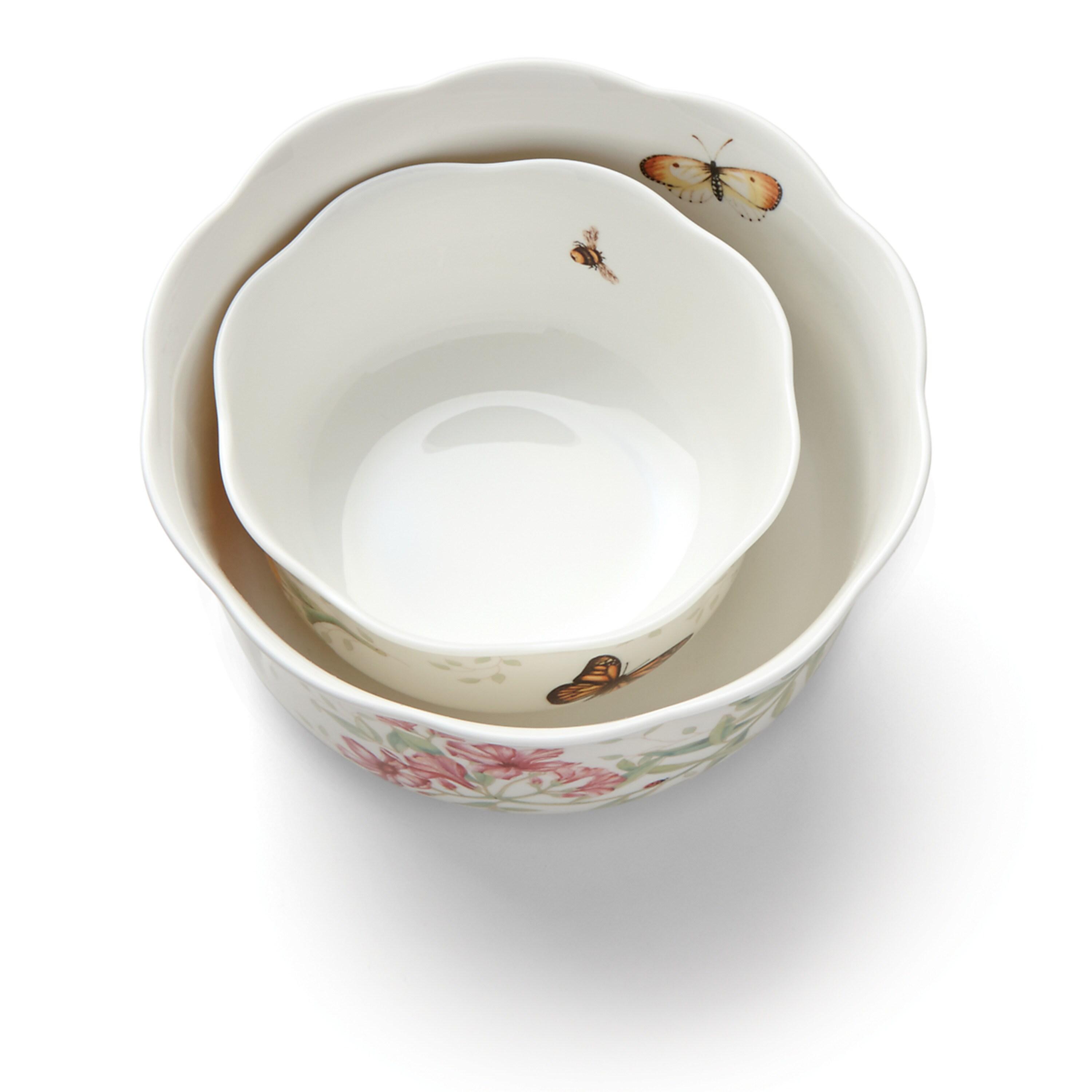 Butterfly Meadow Floral Ceramic Soup Bowl Set