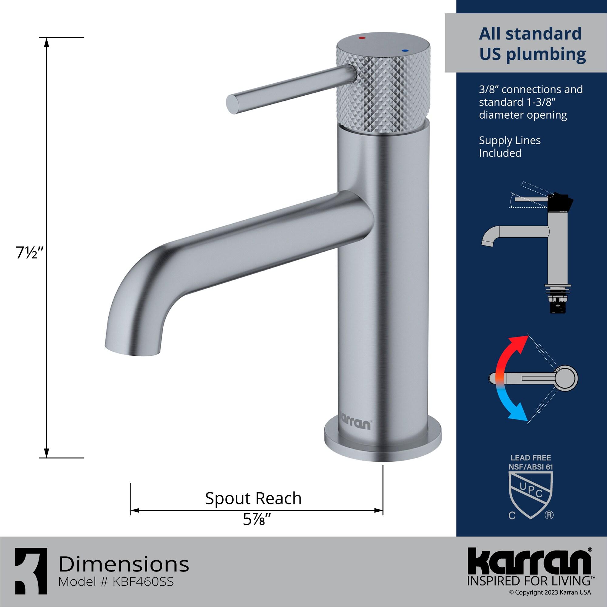 Karran Usa Kbf460 Tryst 1.2 GPM Single Hole Bathroom Faucet - Stainless Steel