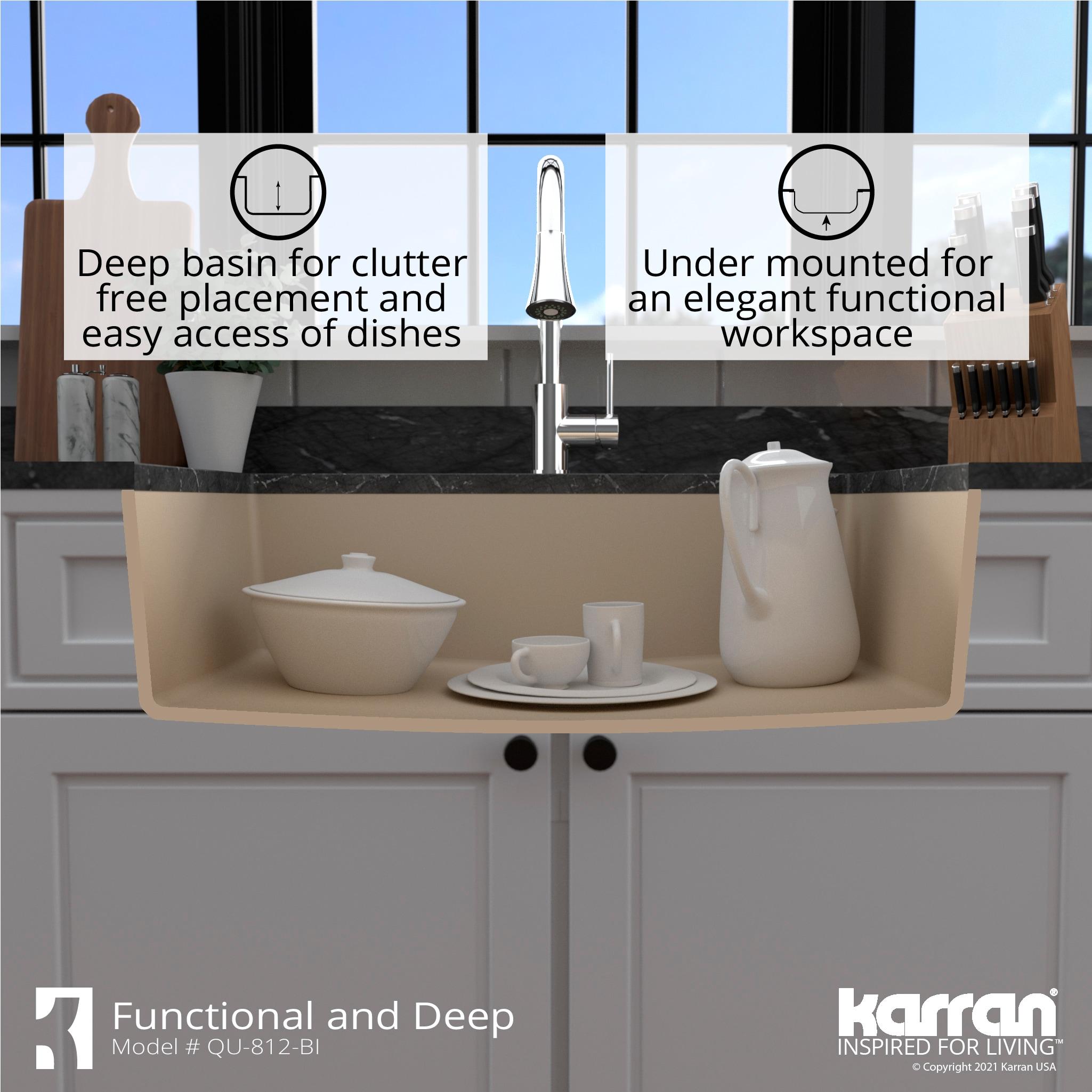 Karran Quartz 32-1/4'' X 19-1/4'' Large Single Bowl Undermount Kitchen Sink