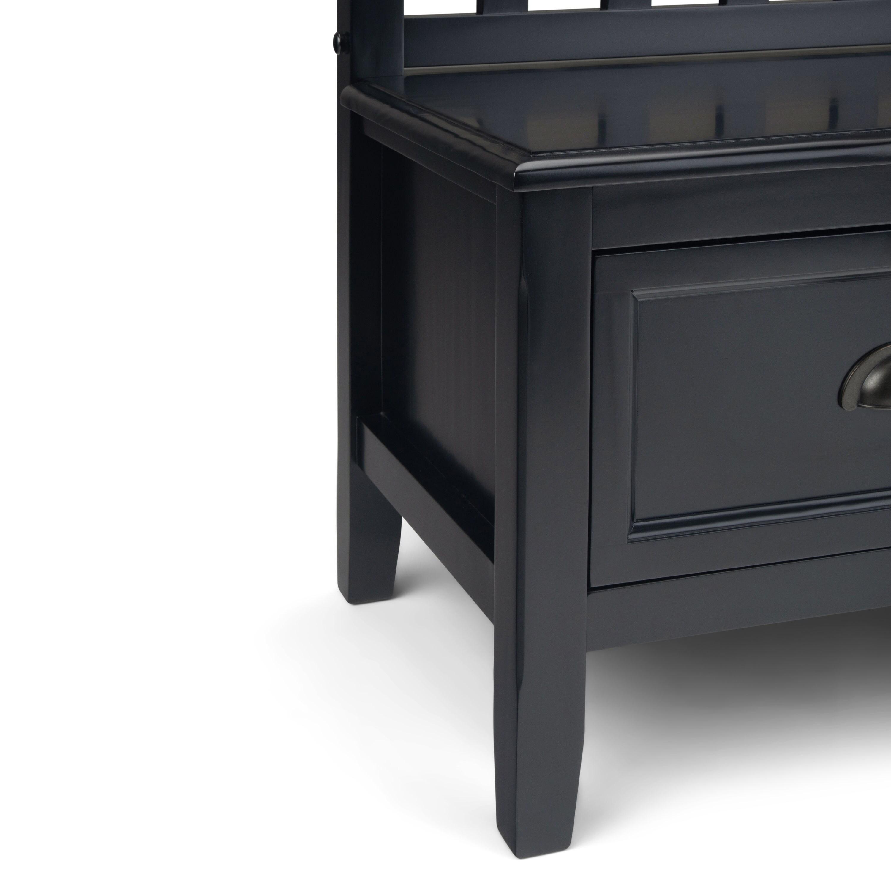 Burlington Wood 42 inch Wide Transitional Entryway Bench with Drawers in Black