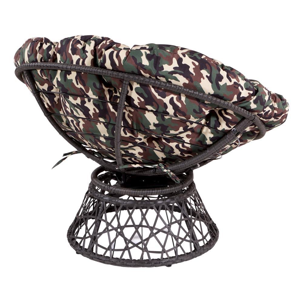 OSP Home Furnishings Papasan Chair with Camo Cushion and Black Frame