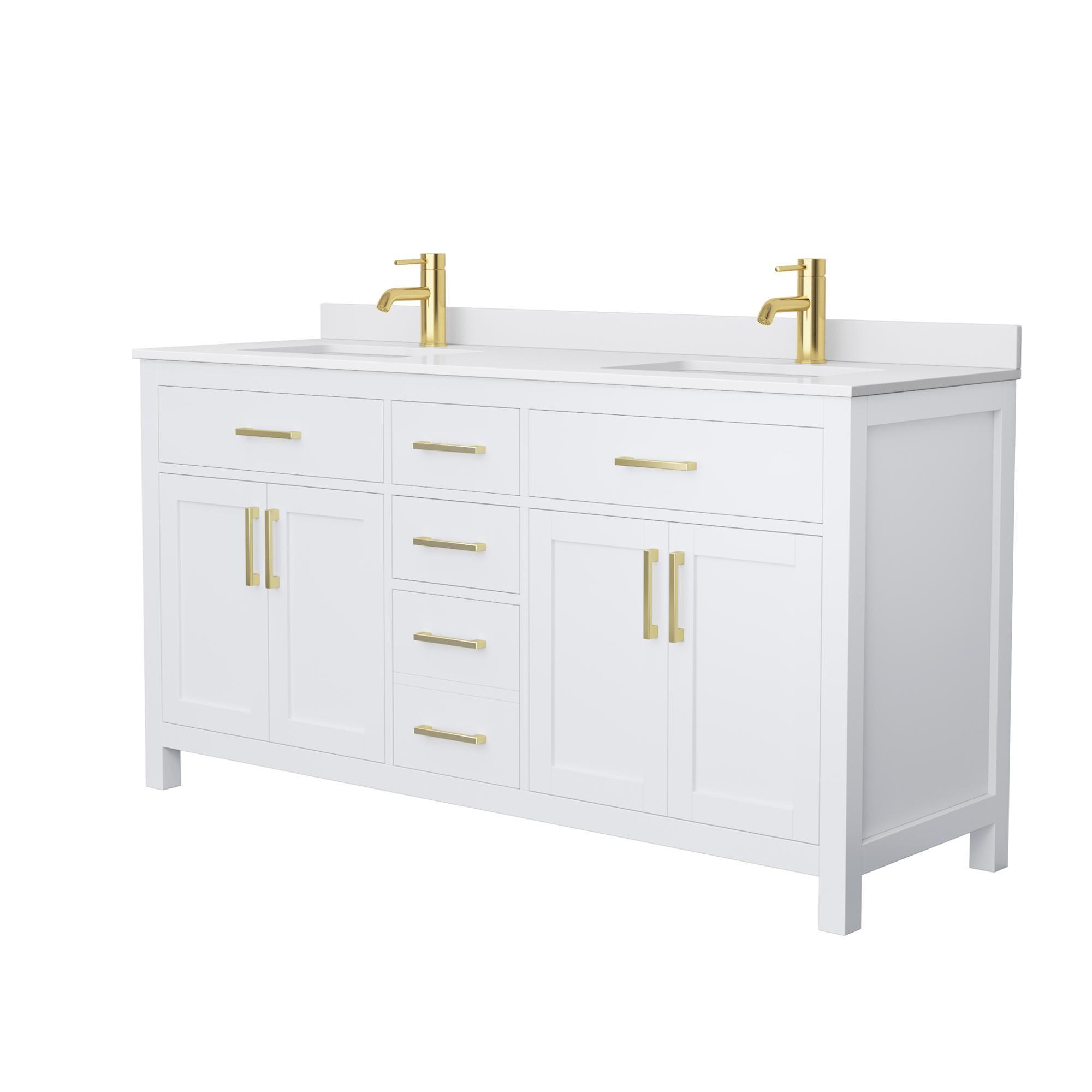 Beckett 66" Freestanding Double Bathroom Vanity with Cultured Marble Top