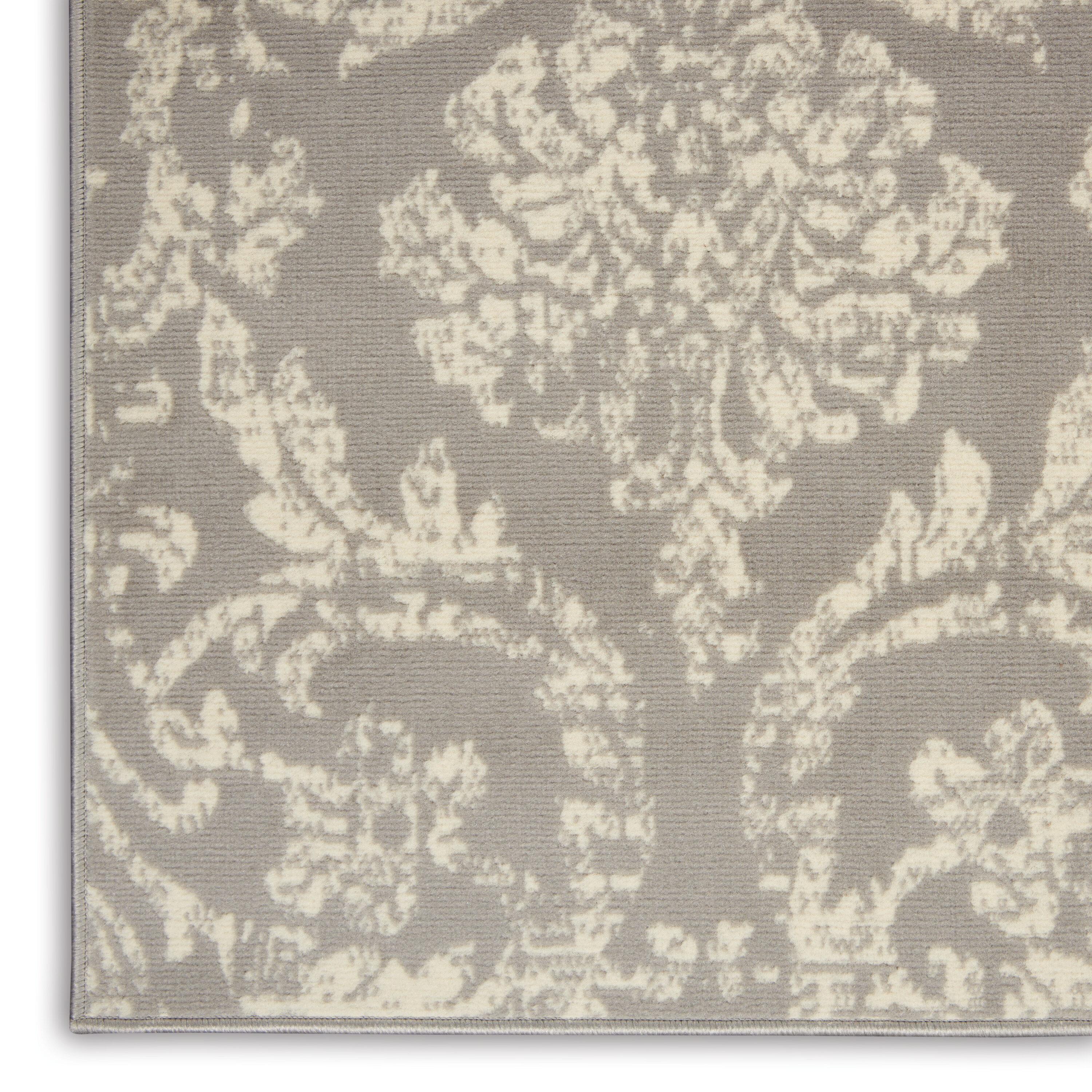 Nourison Jubilant 6' x 9' Grey Area Rug Farmhouse Vintage Damask by Nourison