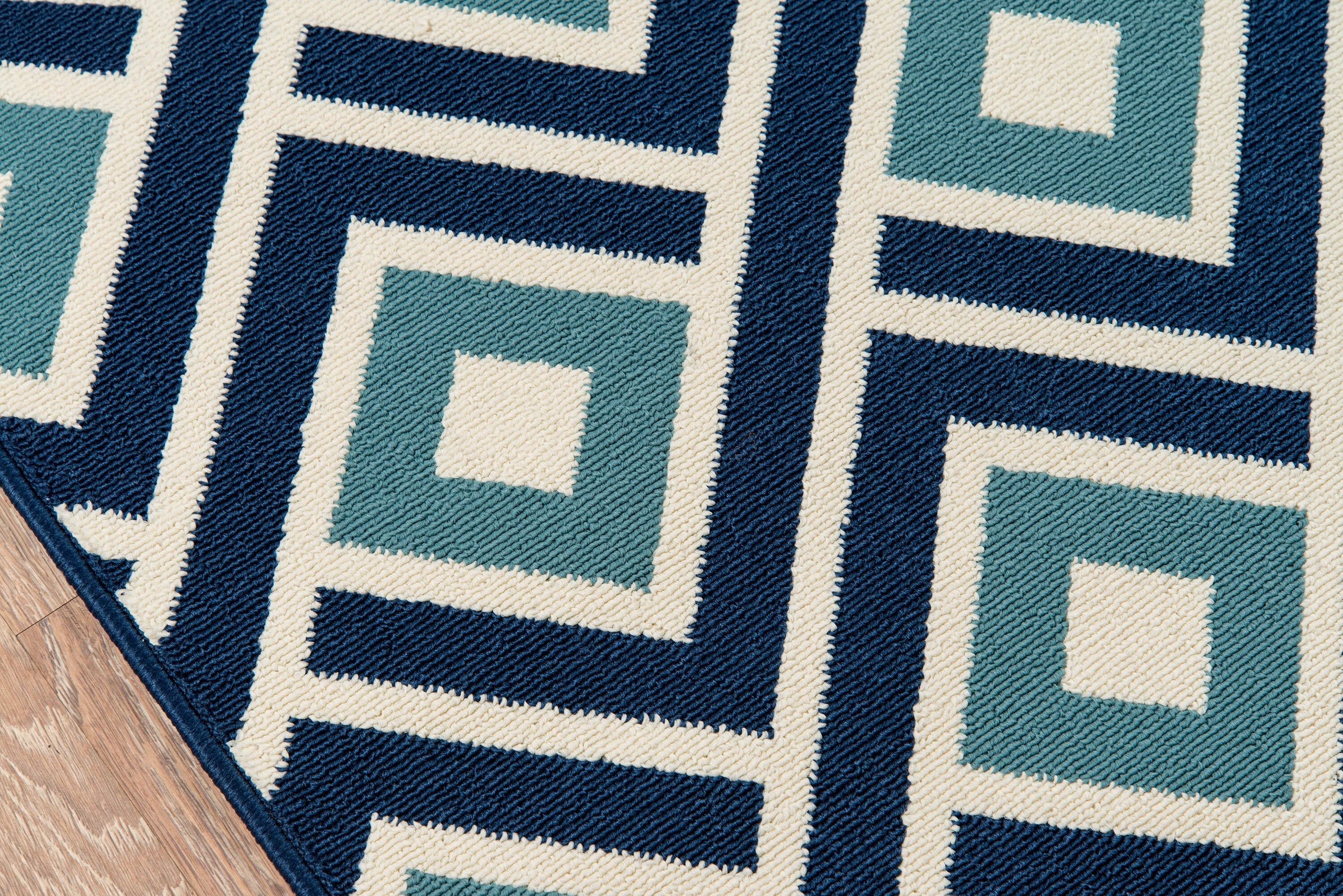 Indoor/Outdoor Blue Squares Rug