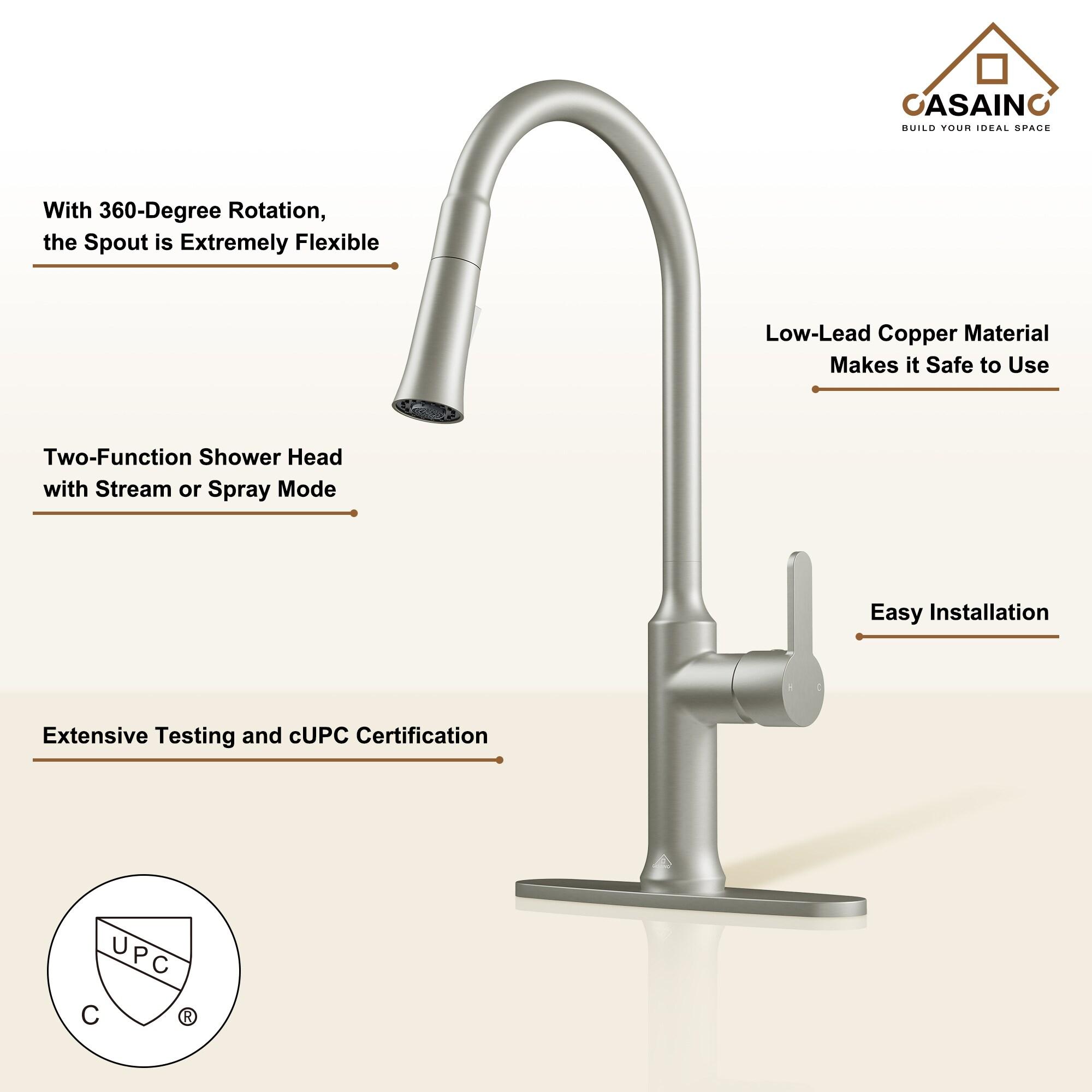 CASAINC CASAINC Single-Handle Pull-Down Kitchen Faucet Single Hole Faucet CA-D4171-BN