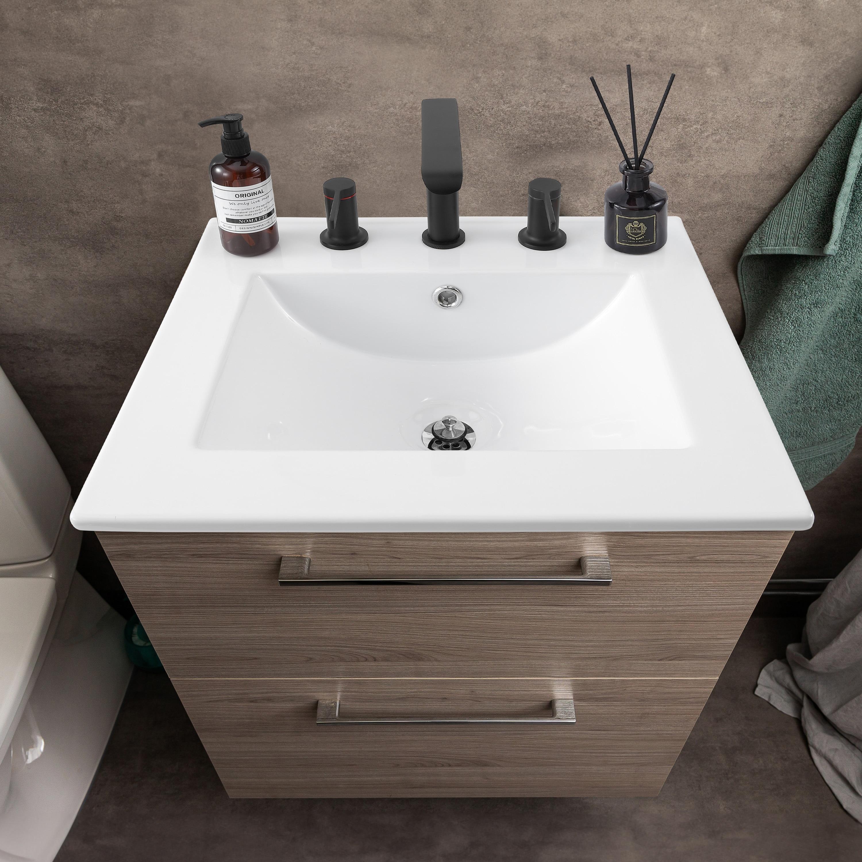 Ancillary 3-Hole 20" Classic Contemporary Rectangular Ceramic Single Sink Basin Vanity Top