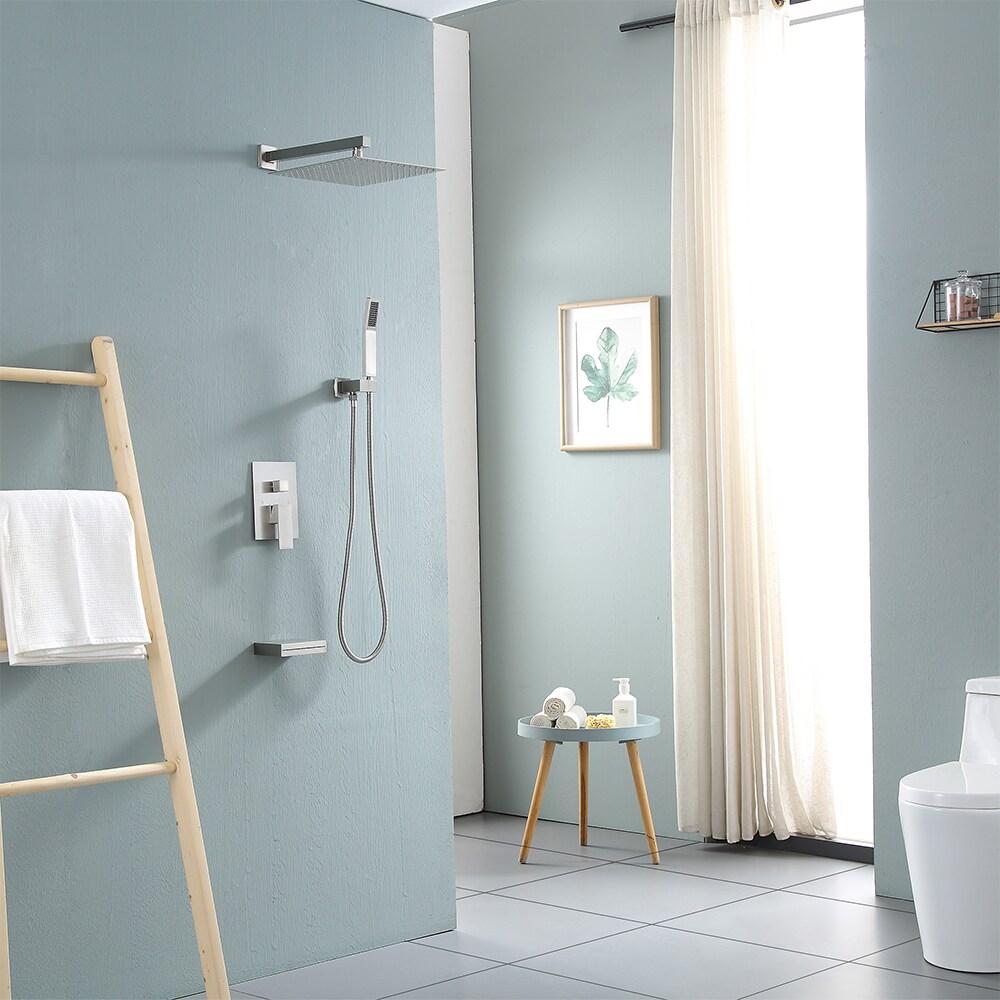 Kichae KE-KH-SLF16013-SS 12 Inch Dual Shower Head Wall Mounted Shower System with Rough-In Valve