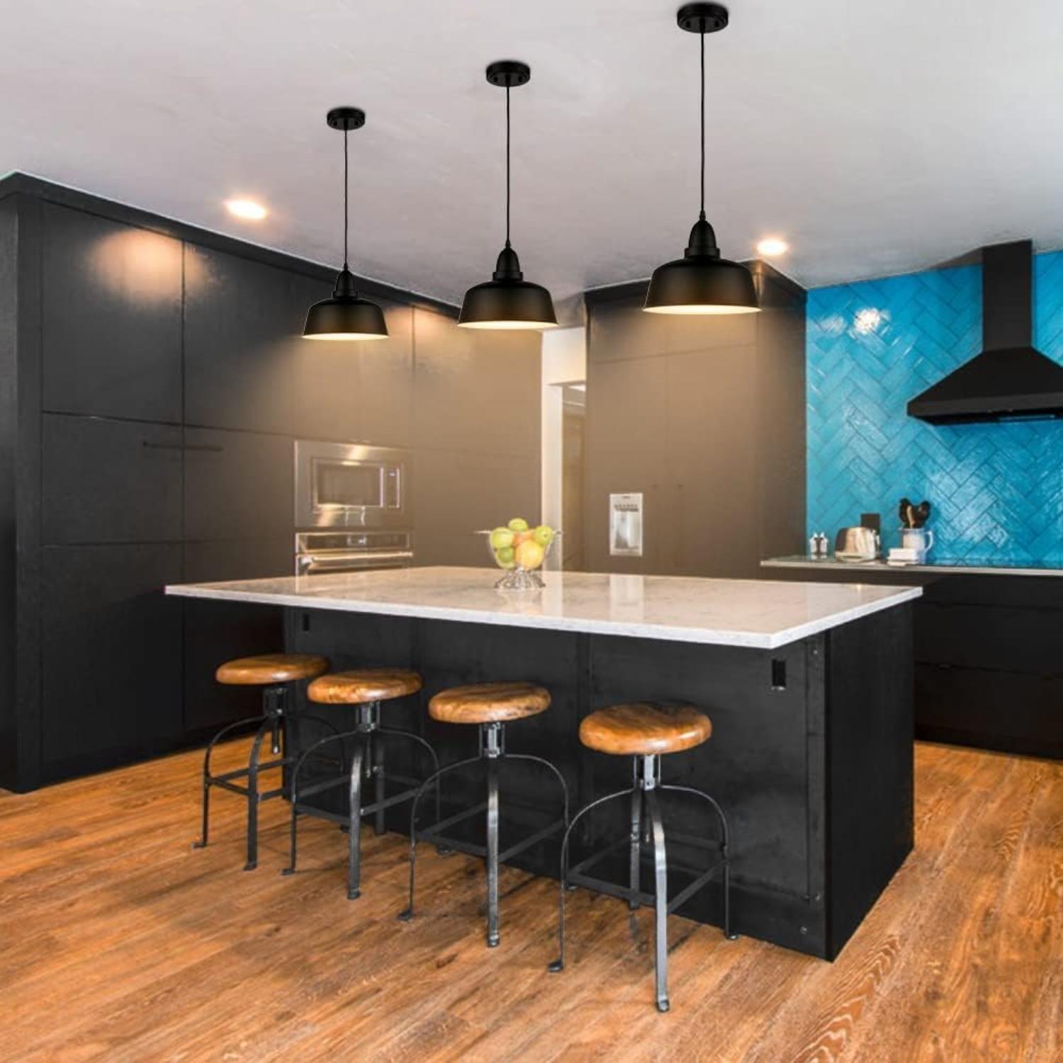 Matte Black Pendant Light 3 Pack Industrial Pendant