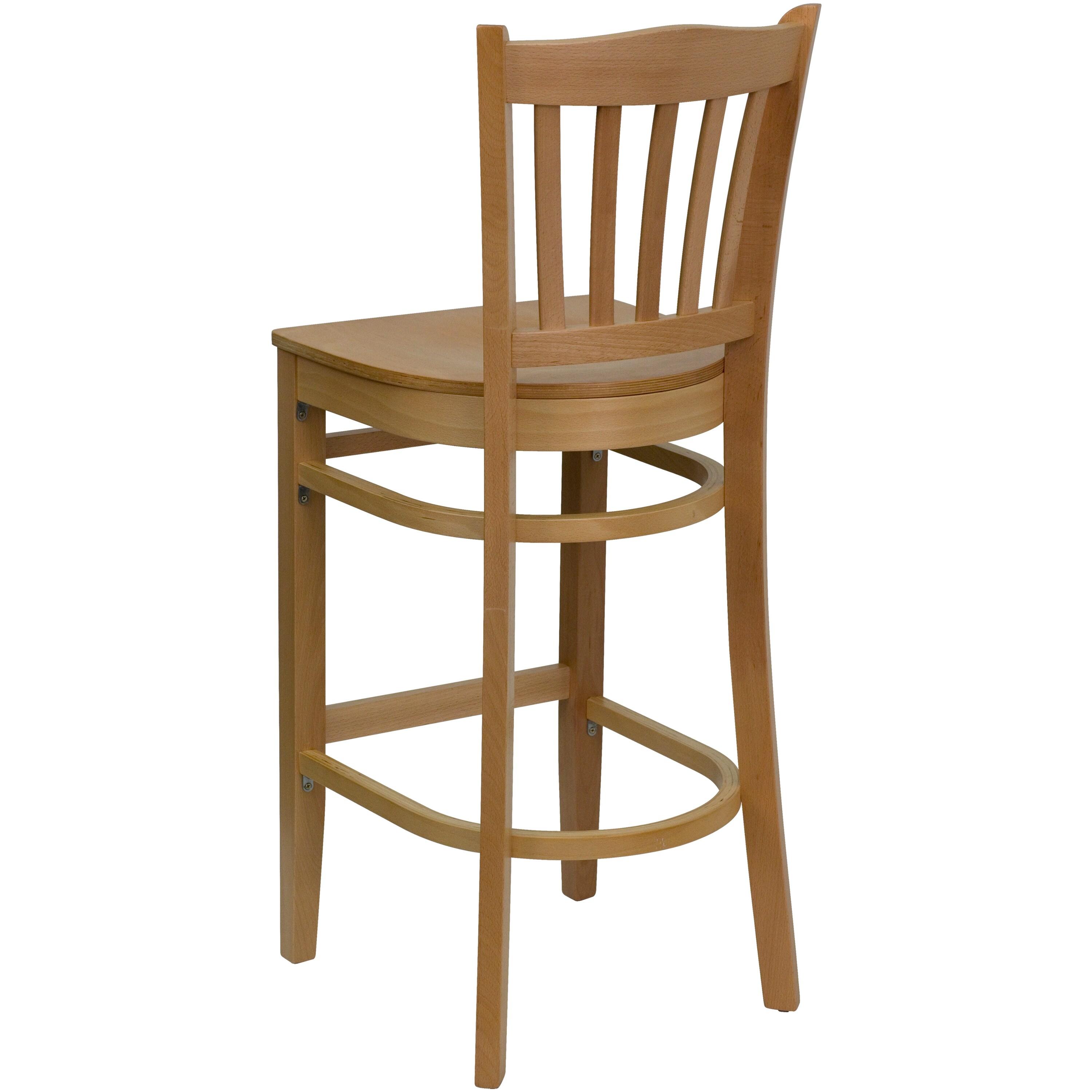 Flash Furniture HERCULES Series Vertical Slat Back Natural Wood Restaurant Barstool