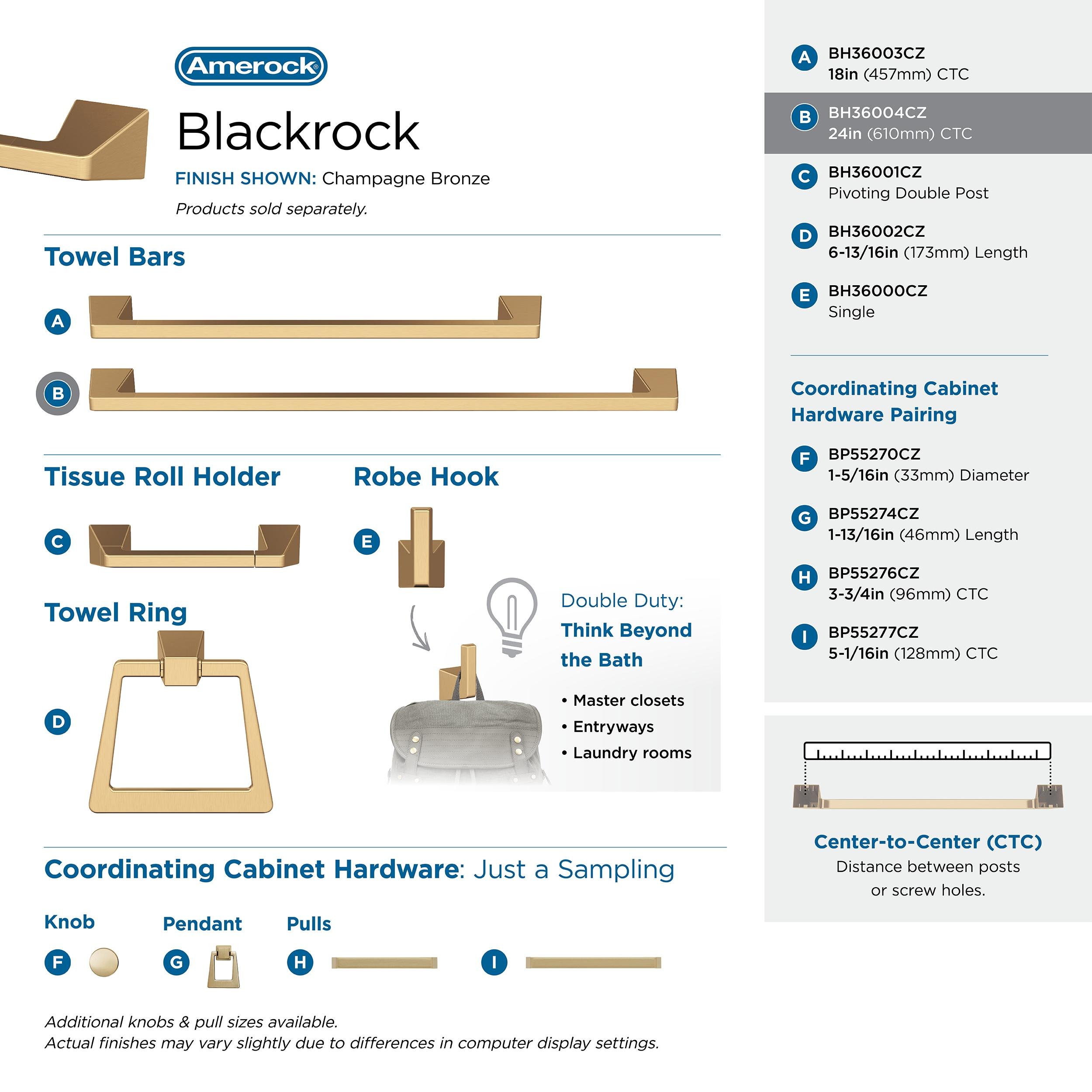 Amerock Blackrock Champagne Bronze 24 inch (610mm) Towel Bar